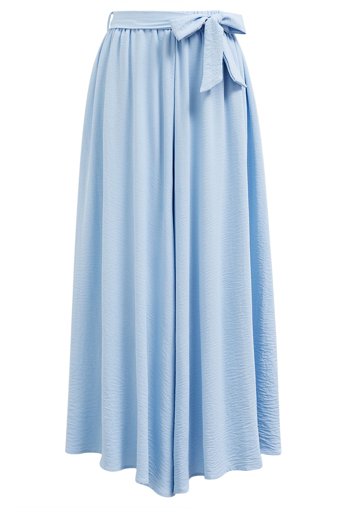 Breezy Tie Waist Asymmetric Crop Pants in Blue