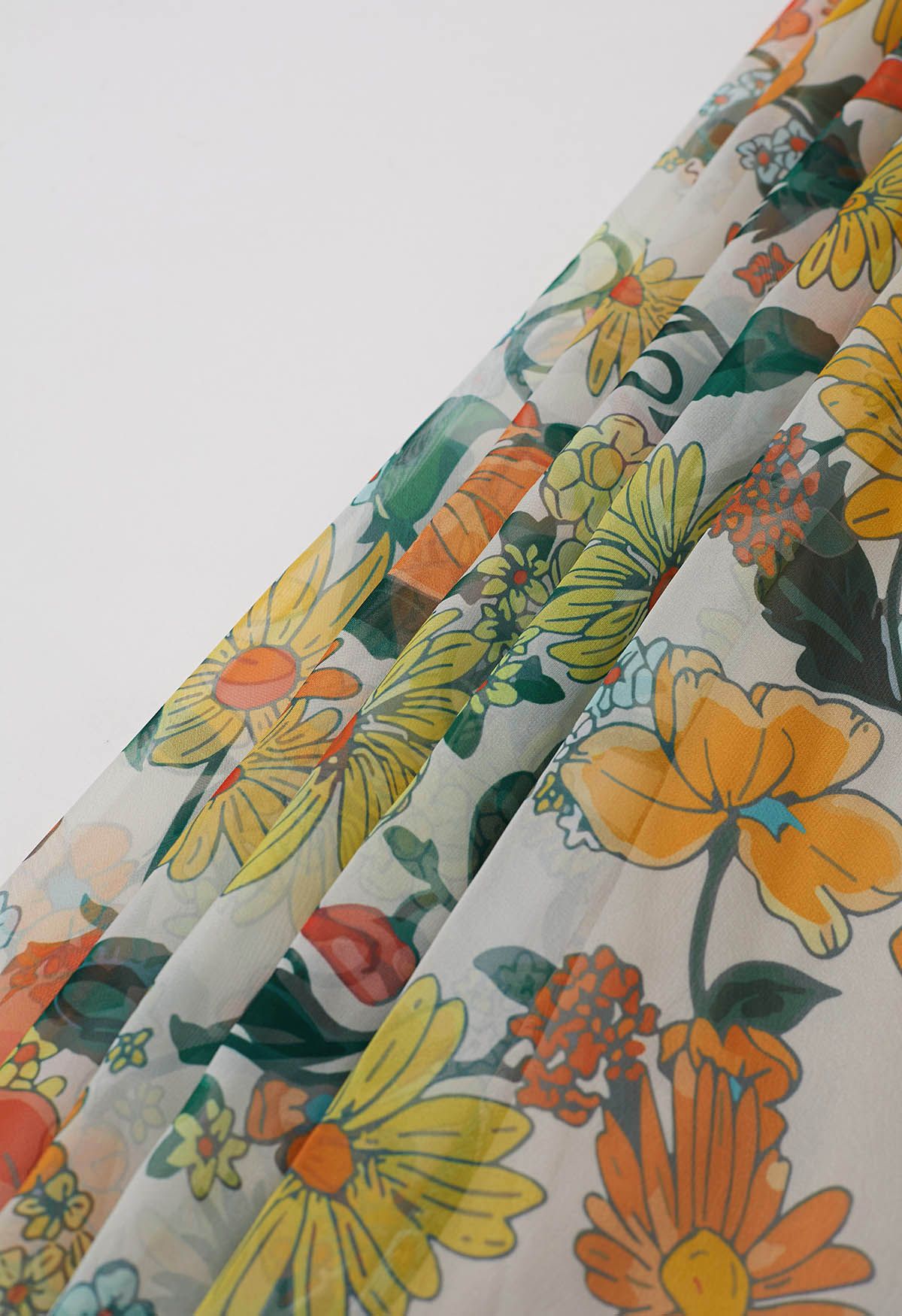 Sun-Kissed Floral Chiffon Maxi Skirt