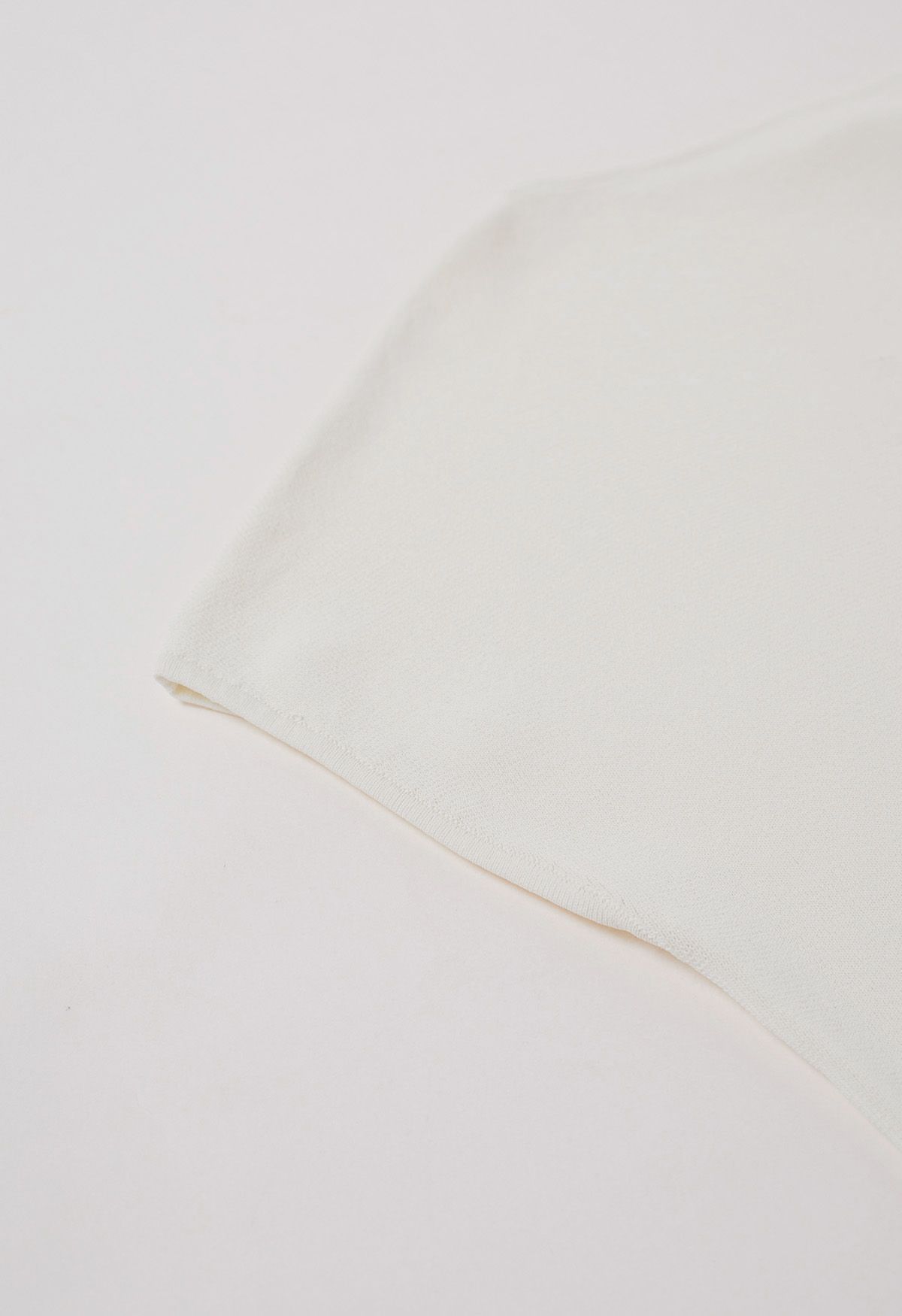 Asymmetric Folded Collar Knit Top in Cream