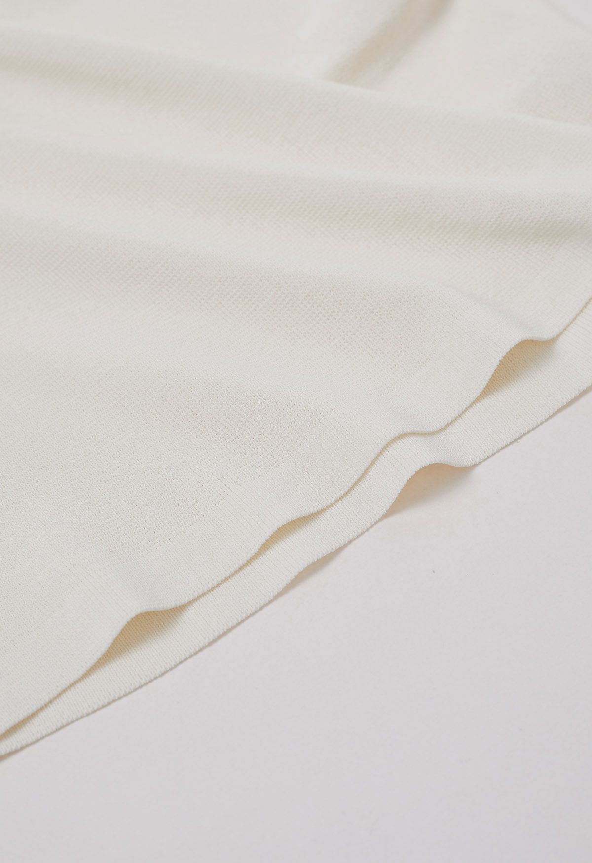 Asymmetric Folded Collar Knit Top in Cream