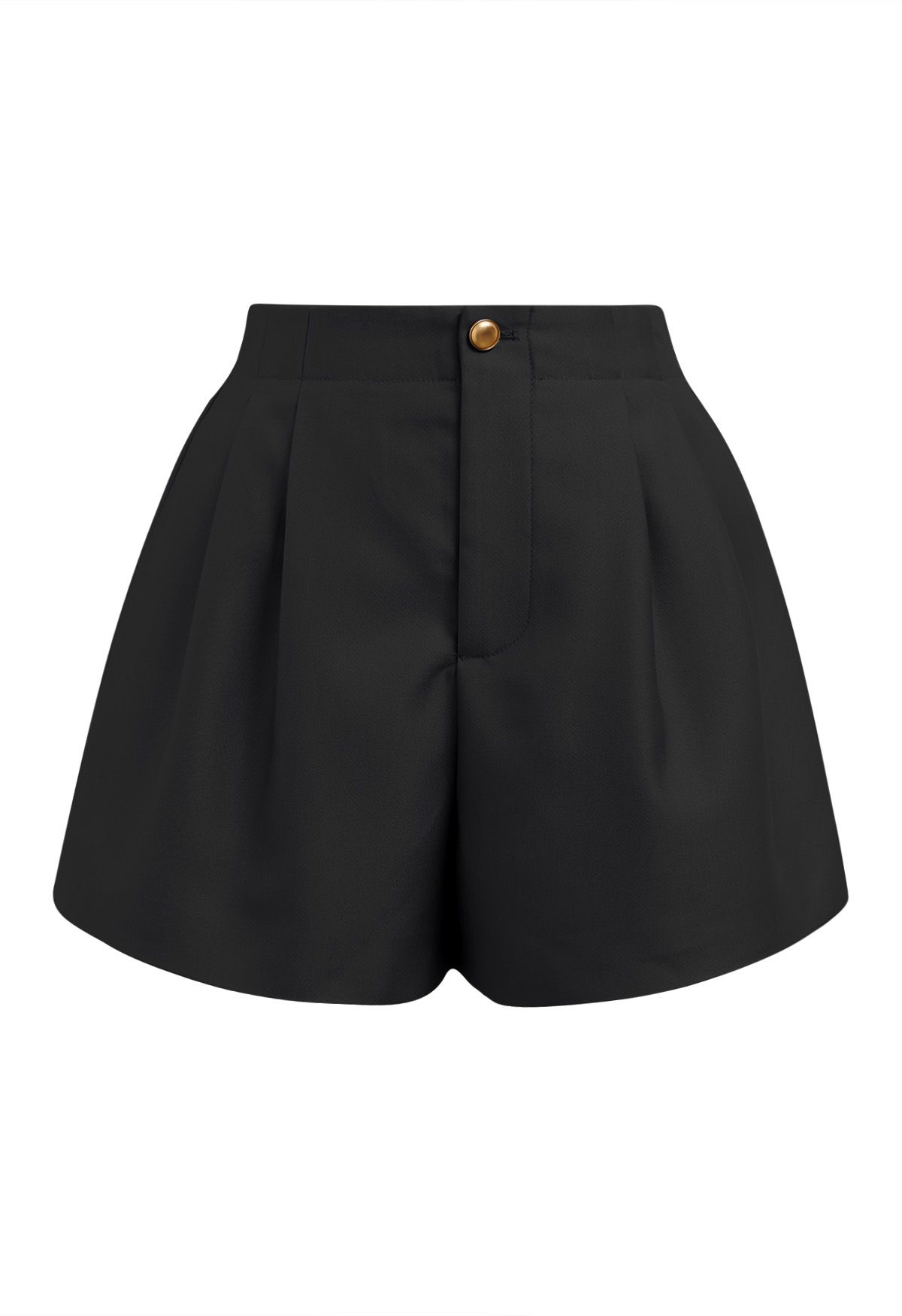 Golden Button Side Pocket Shorts in Black