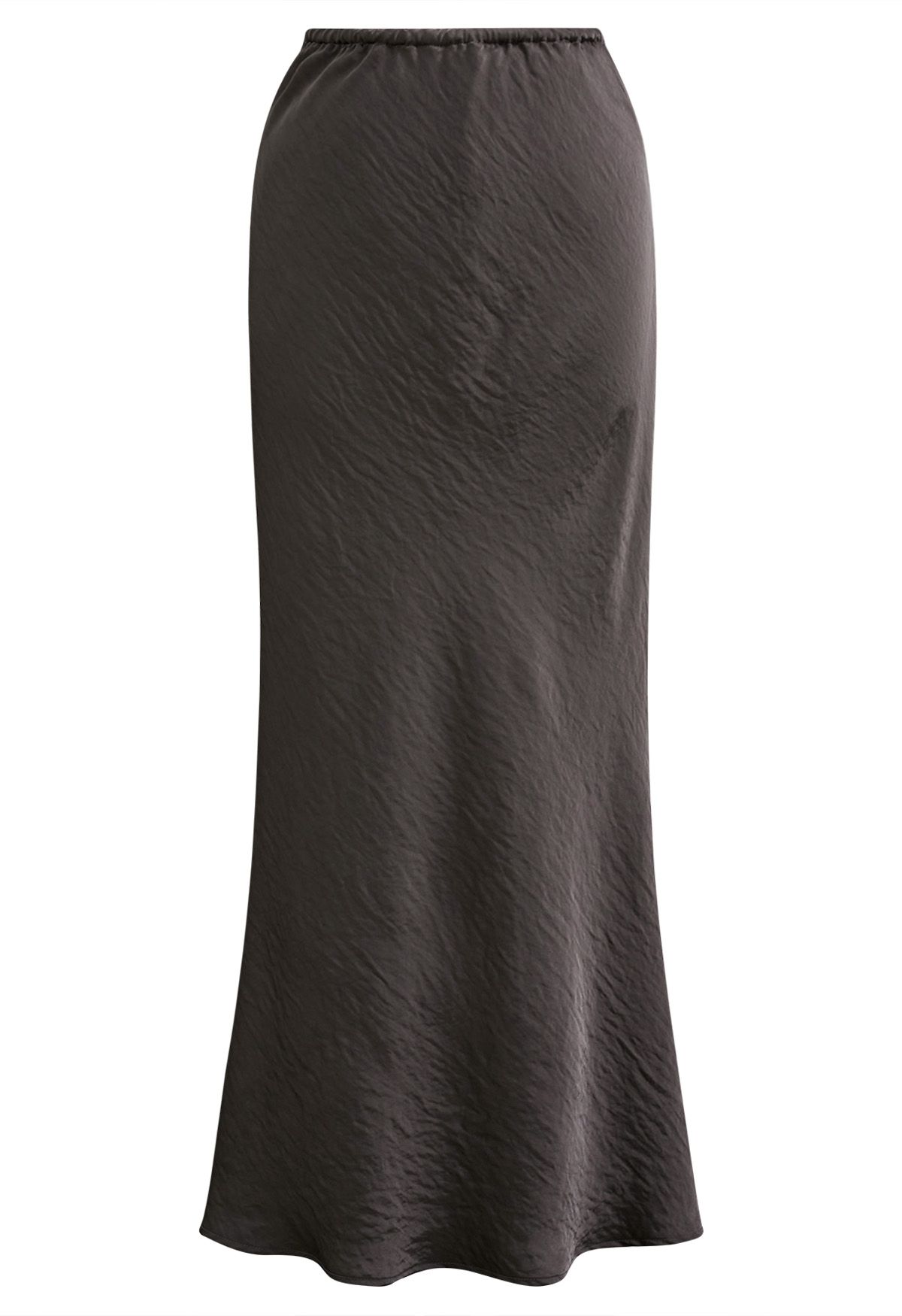 Texture Satin Drawstring Maxi Skirt in Smoke