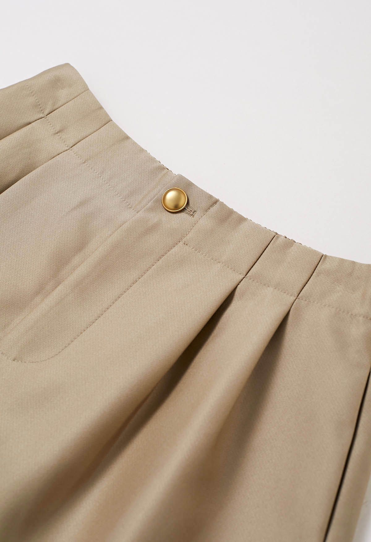 Golden Button Side Pocket Shorts in Gold