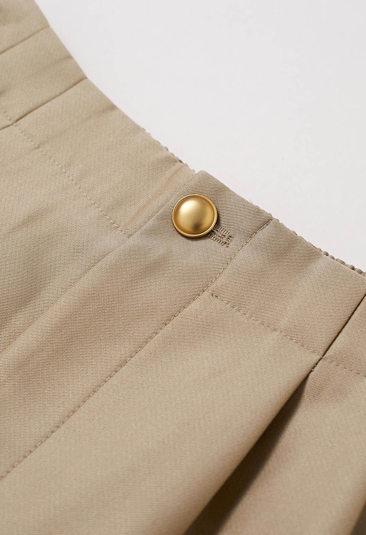 Golden Button Side Pocket Shorts in Gold