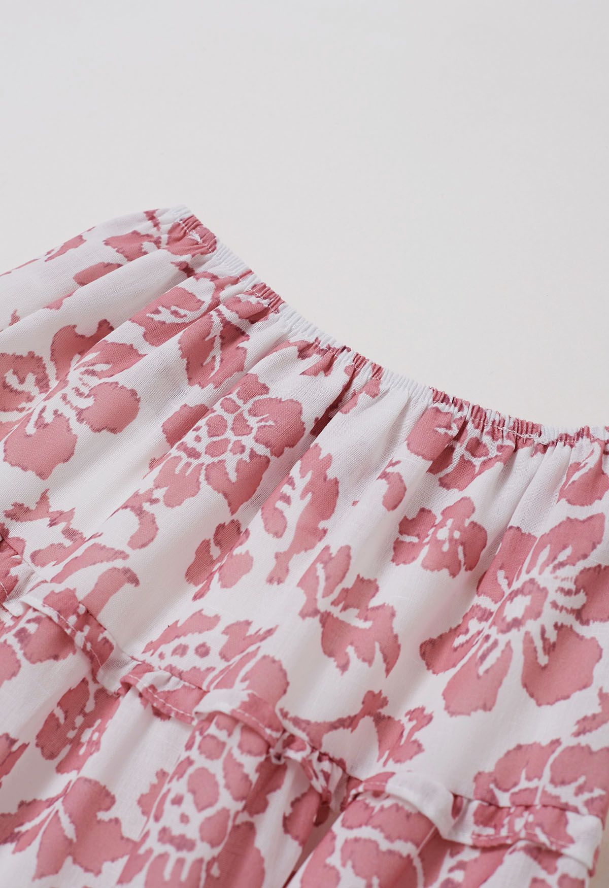 Sunny Blooms Ruffle Trim A-Line Skirt in Pink