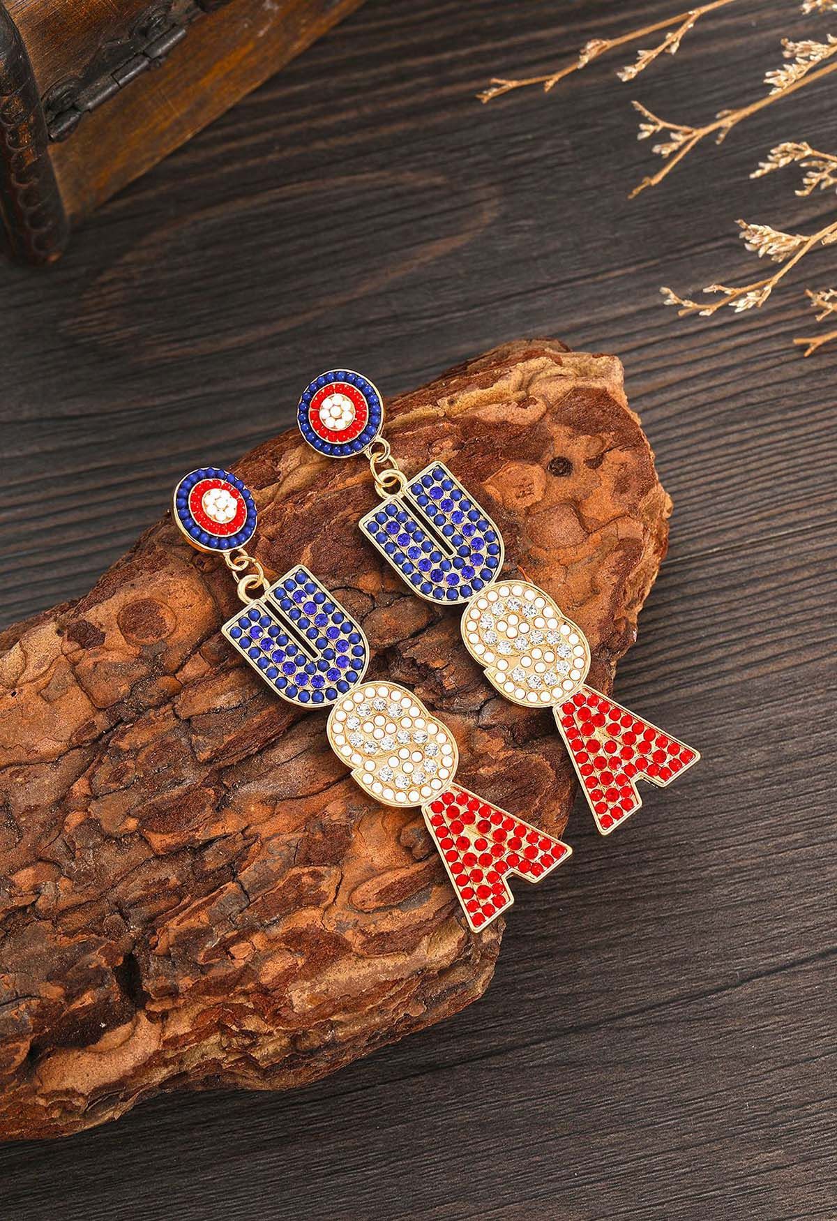 Beaded USA Earrings