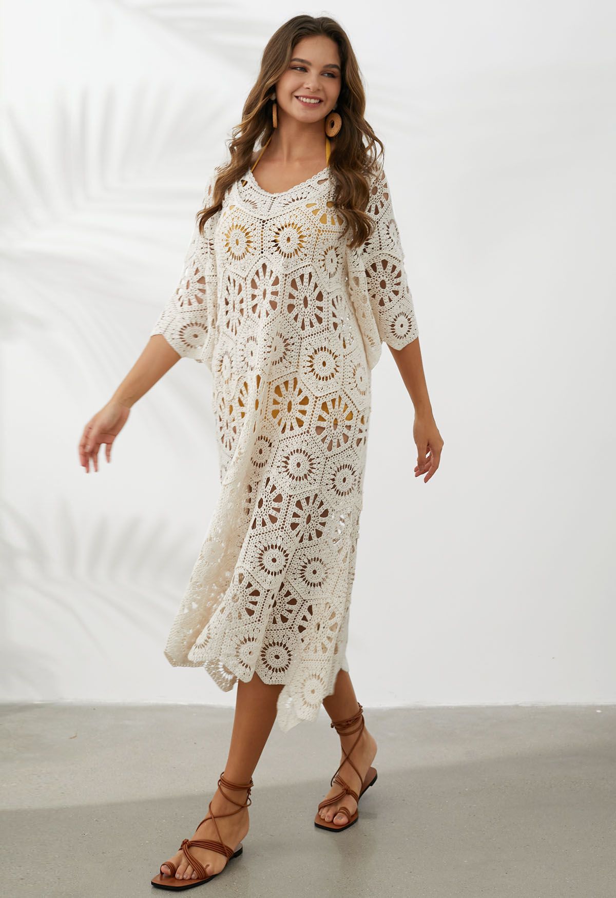 Floral Cutwork Crochet Beach Cover-Up