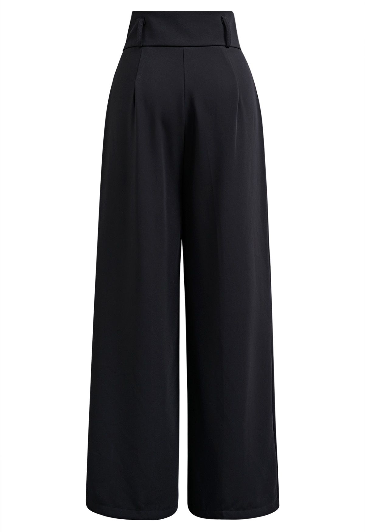 Side Pocket Wide Leg Pleated Pants in Black