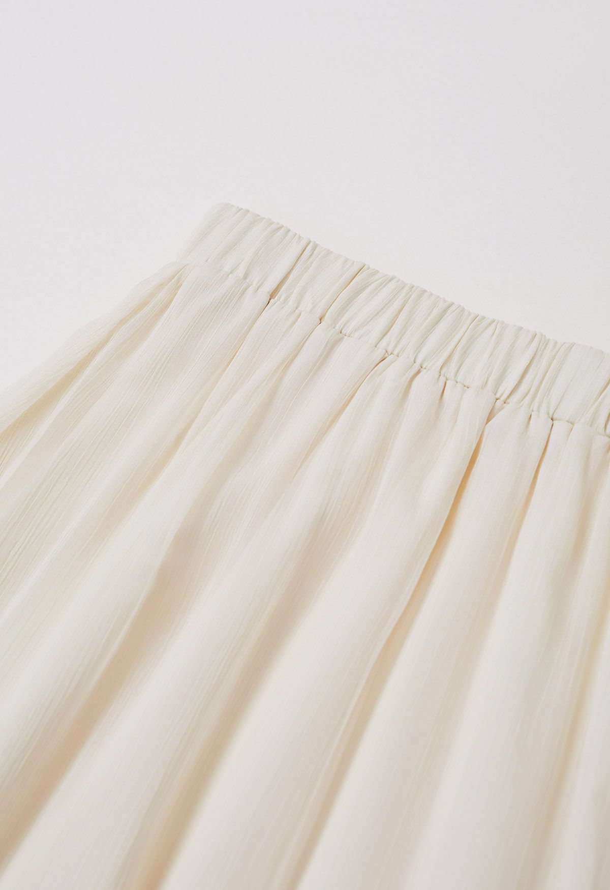 Swirling Ruffle Trim Maxi Skirt in Cream
