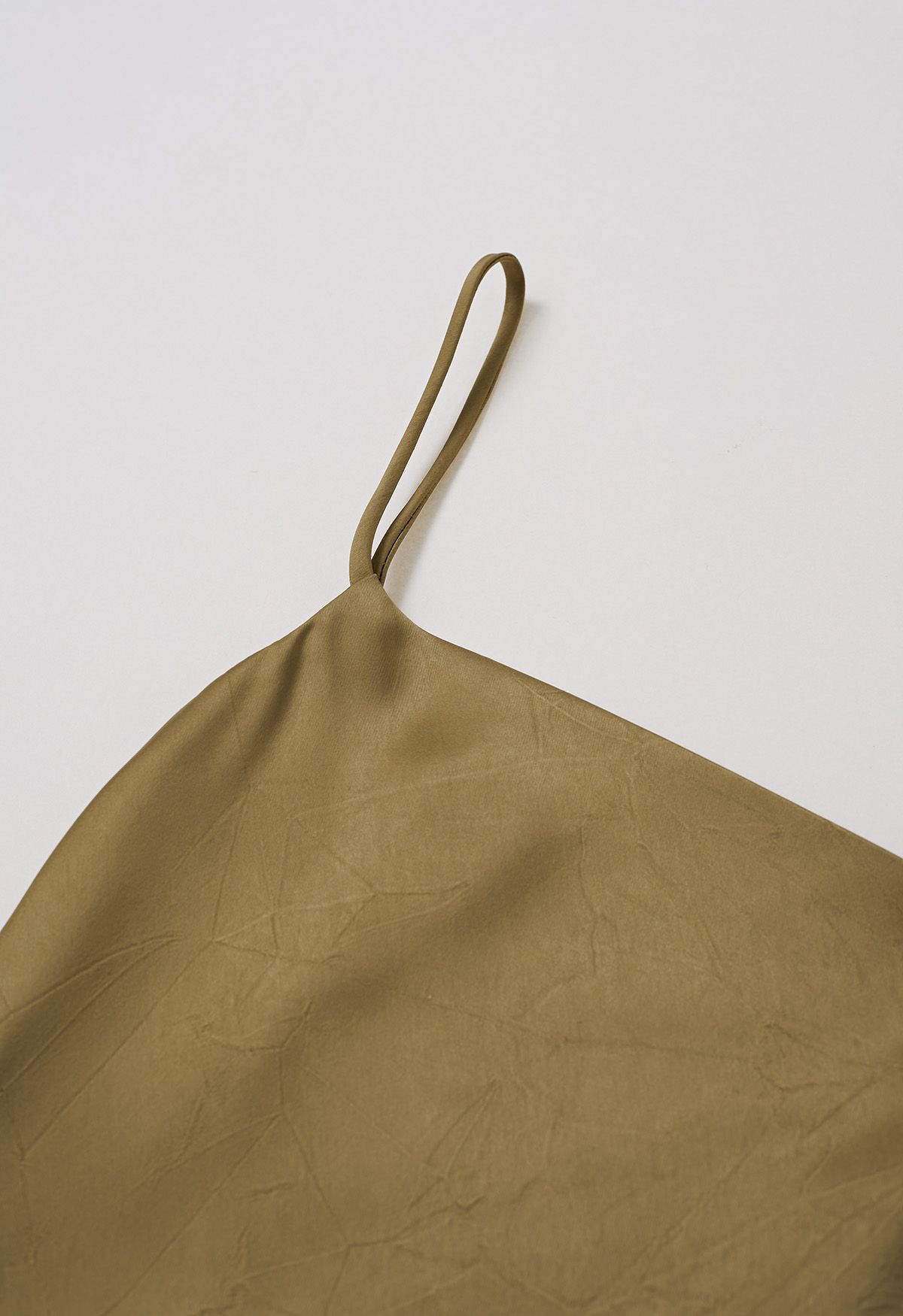 Drawstring Tie Open-Back Satin Cami Dress in Gold