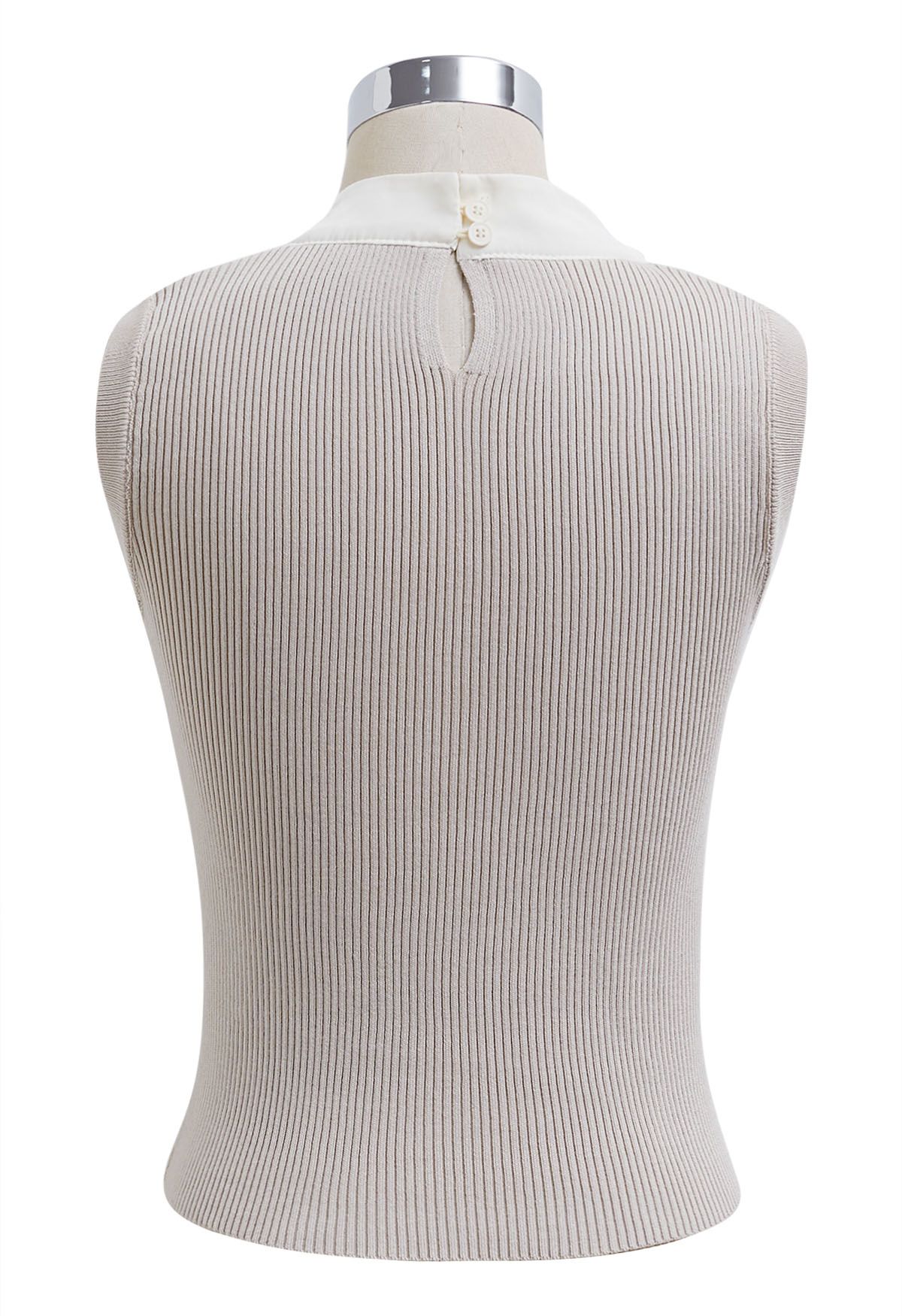 Bowknot Decor Sleeveless Knit Top in Oatmeal