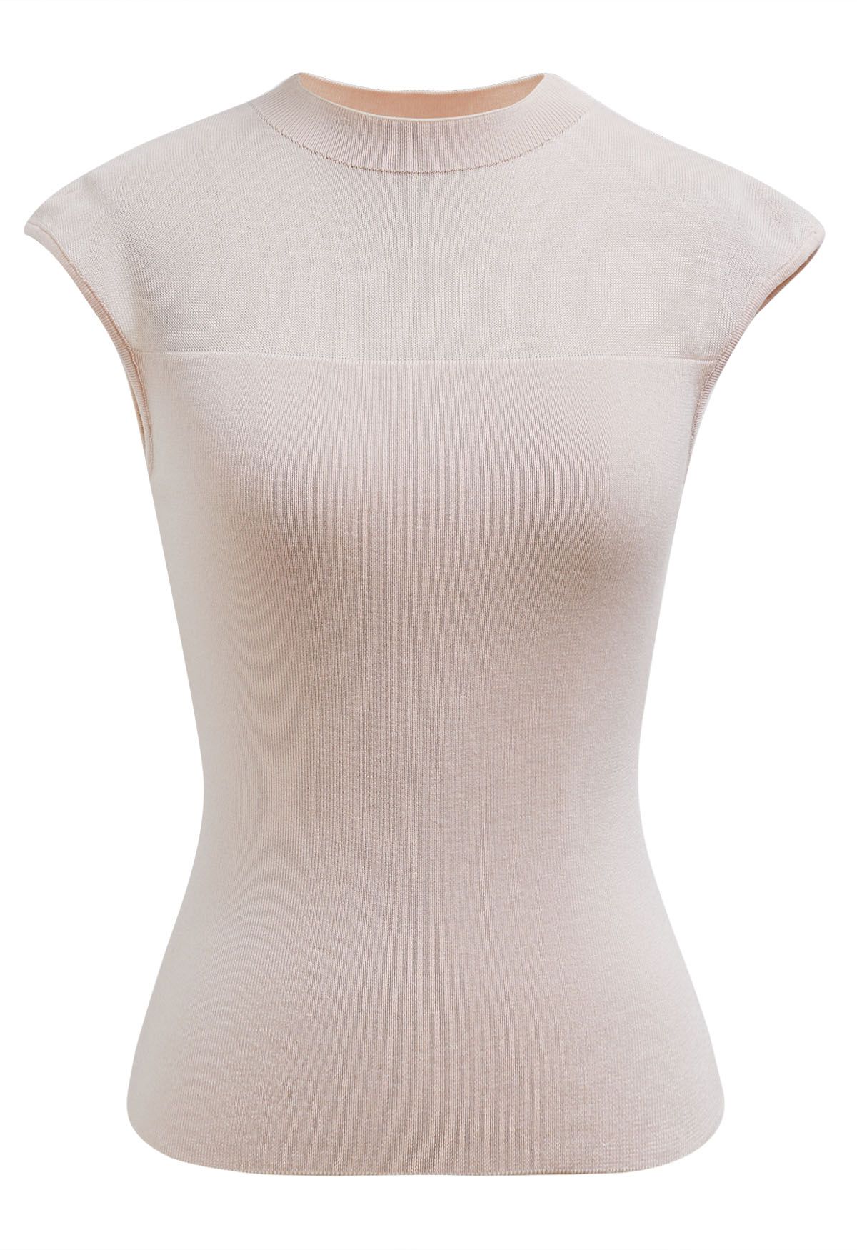 Mock Neck Sleeveless Slim Fit Knit Top in Pink