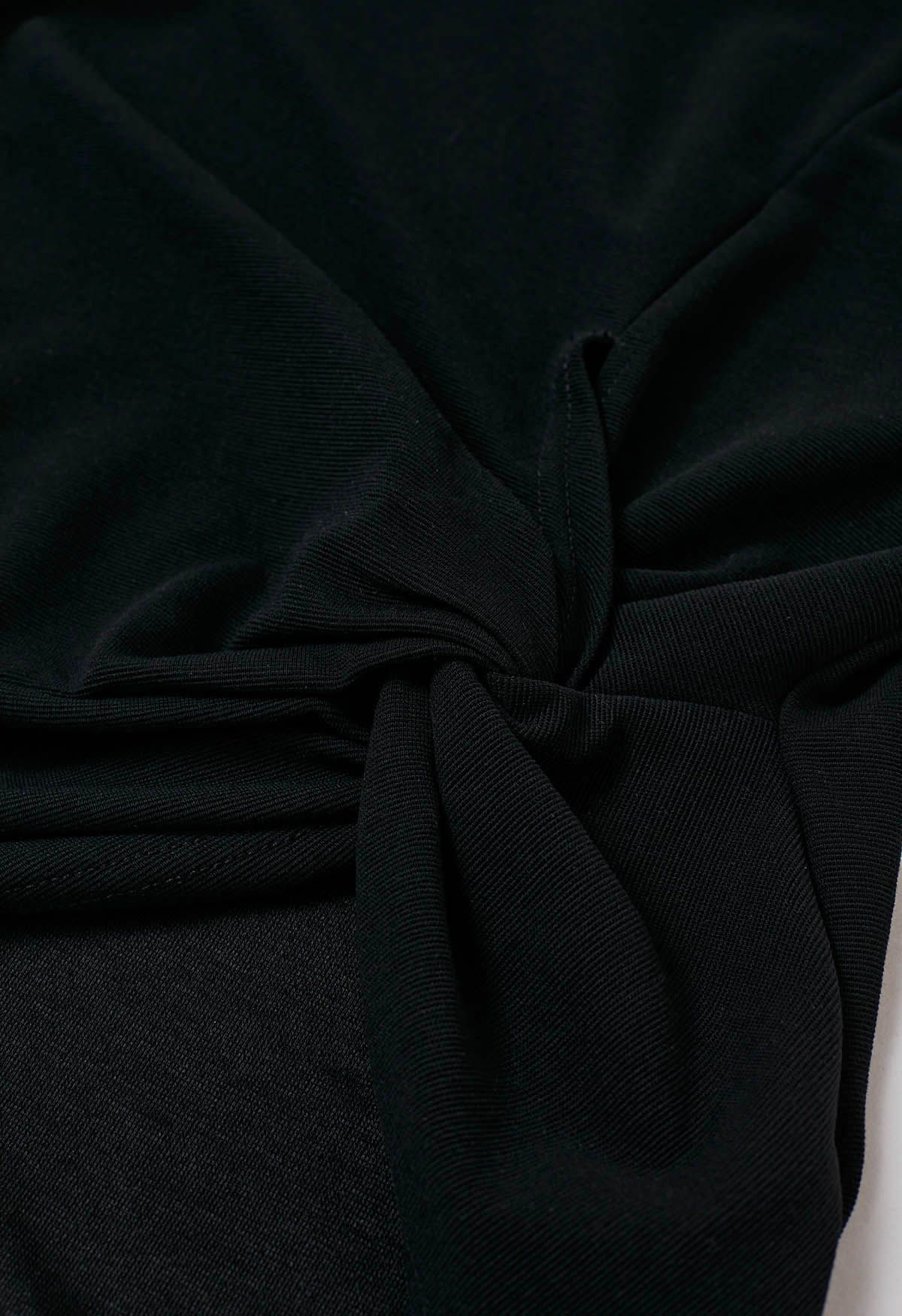 Twist Detail Short-Sleeve T-Shirt in Black