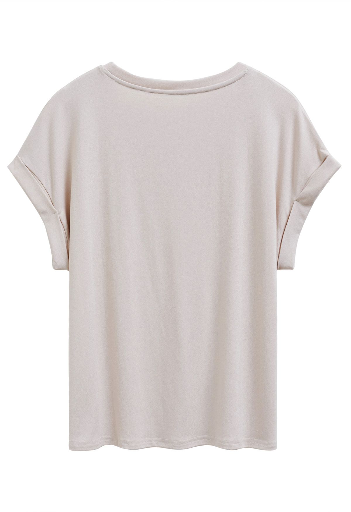 Pocket Trim Rolled Cuff T-Shirt in Sand