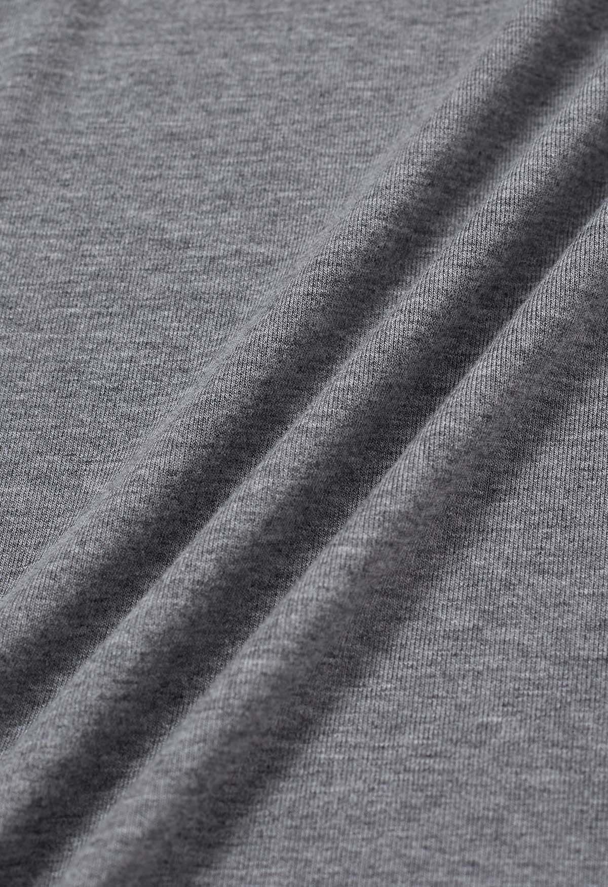 Pocket Trim Rolled Cuff T-Shirt in Grey