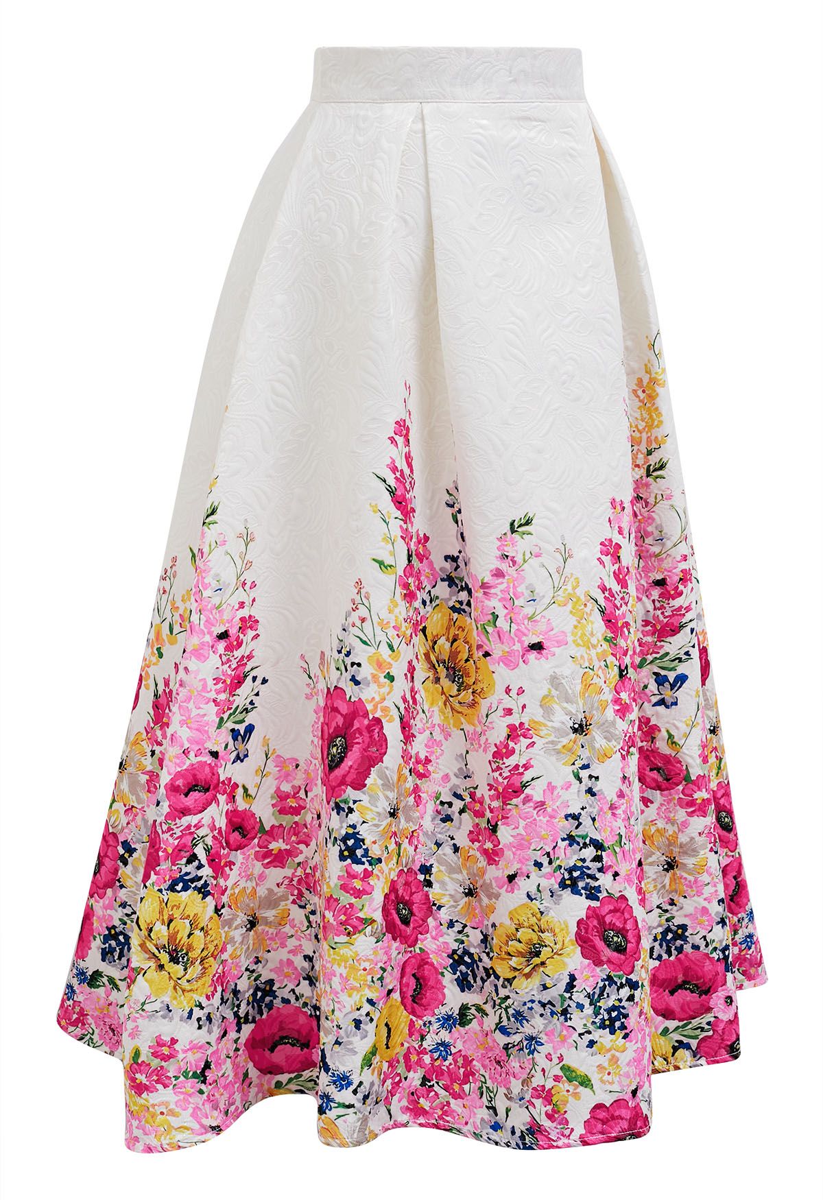 Blooming Garden Jacquard Midi Skirt