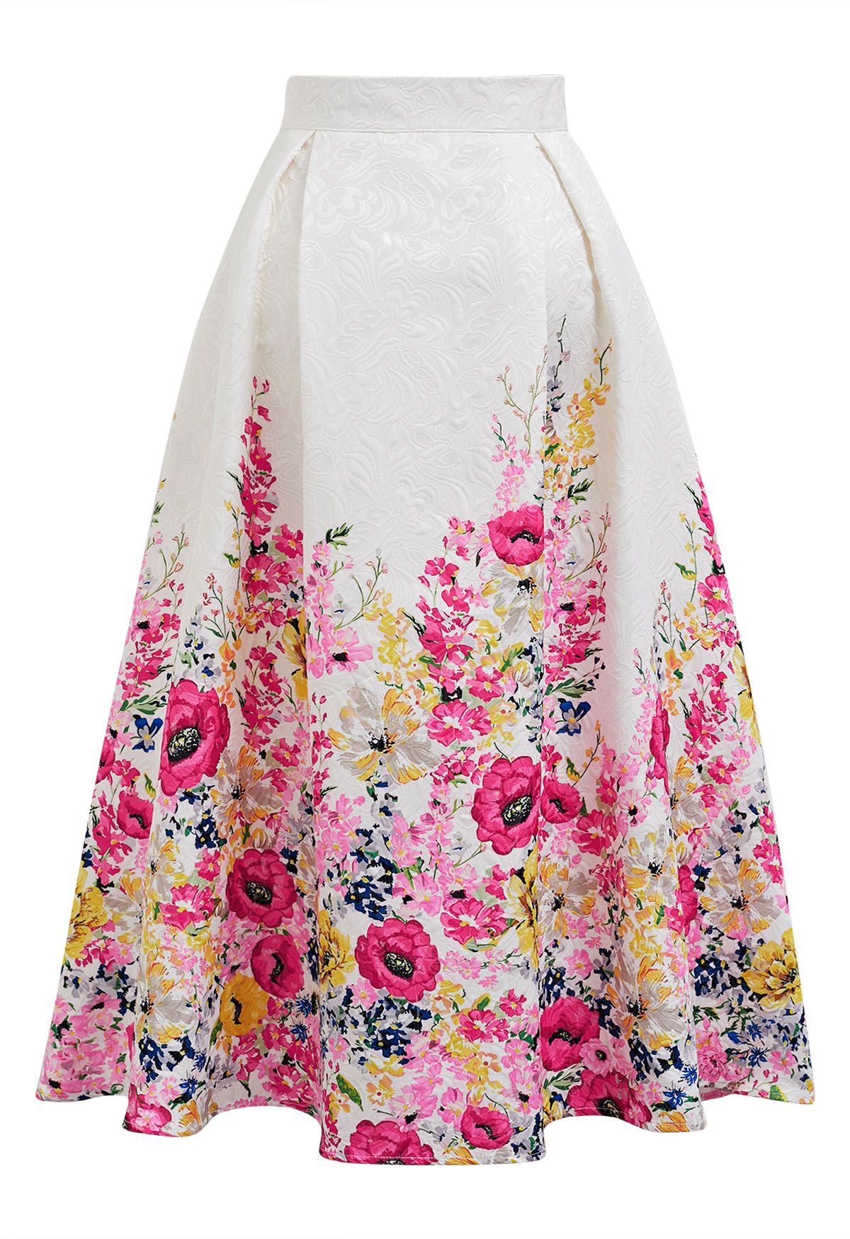 Blooming Garden Jacquard Midi Skirt