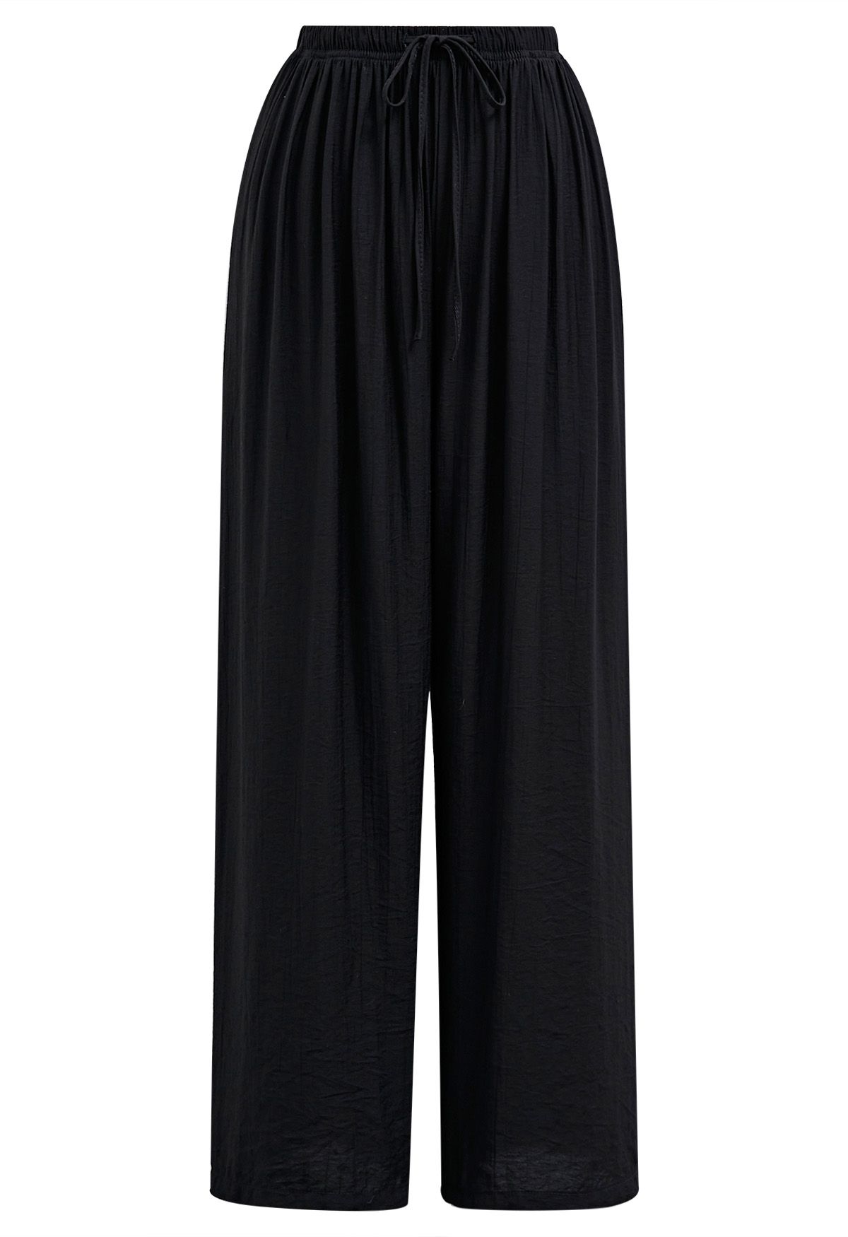 Lightweight Cotton Drawstring Pants in Black