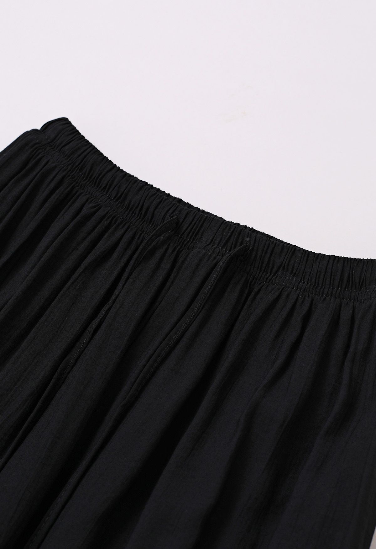 Lightweight Cotton Drawstring Pants in Black