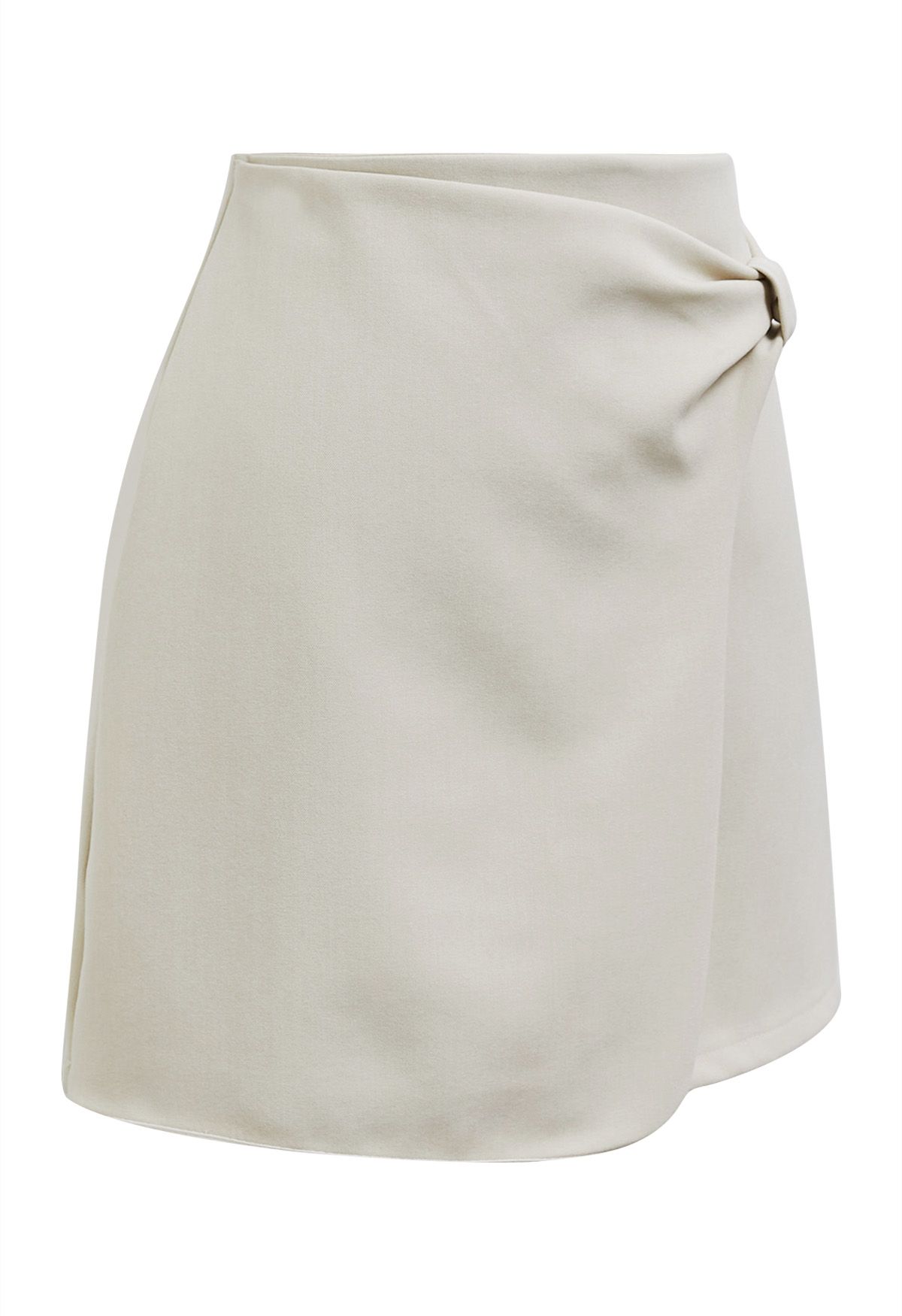 Graceful Bowknot Flap Mini Skirt in Sand