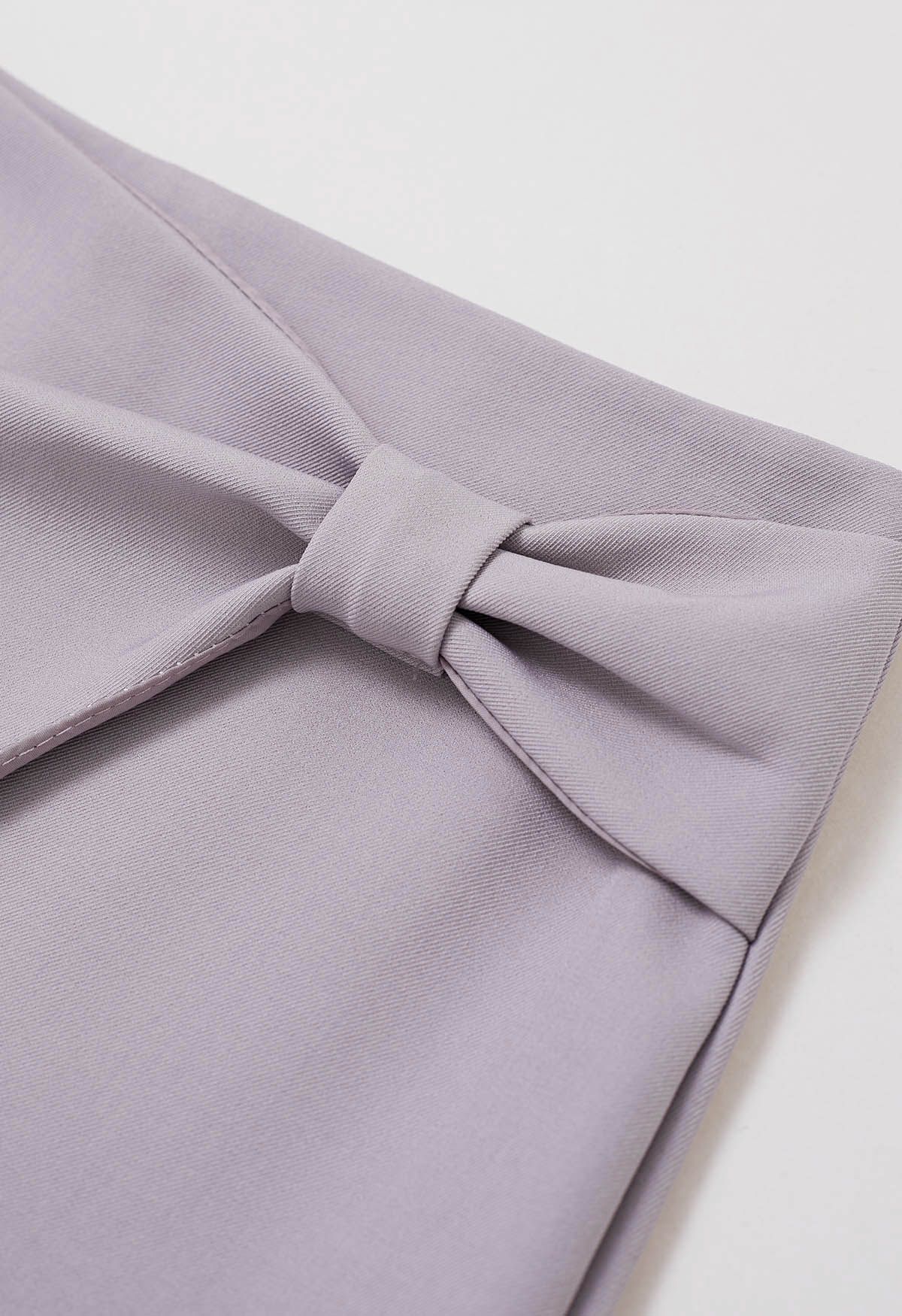 Graceful Bowknot Flap Mini Skirt in Lilac