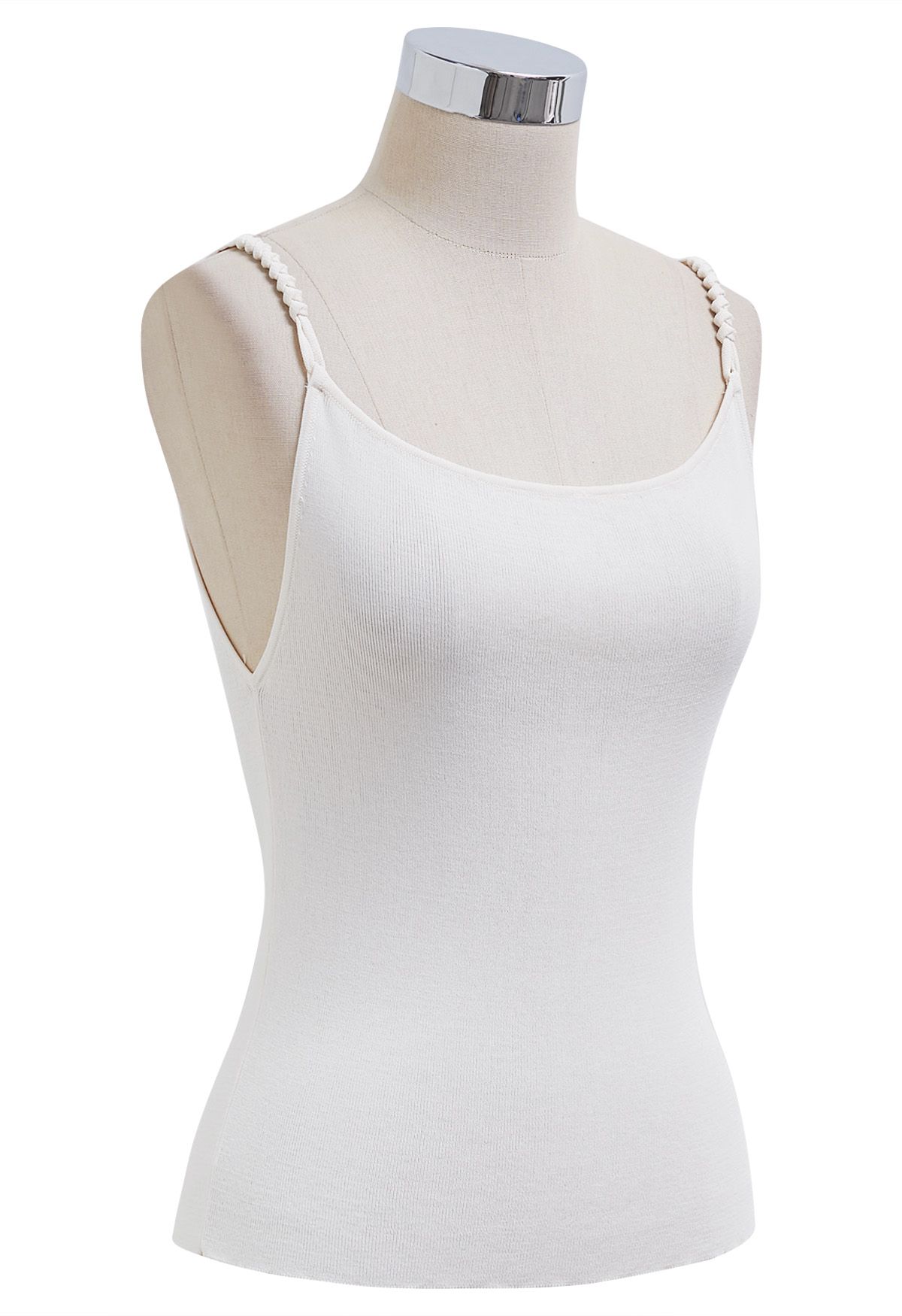 Braided Strap Knit Cami Top in Ivory