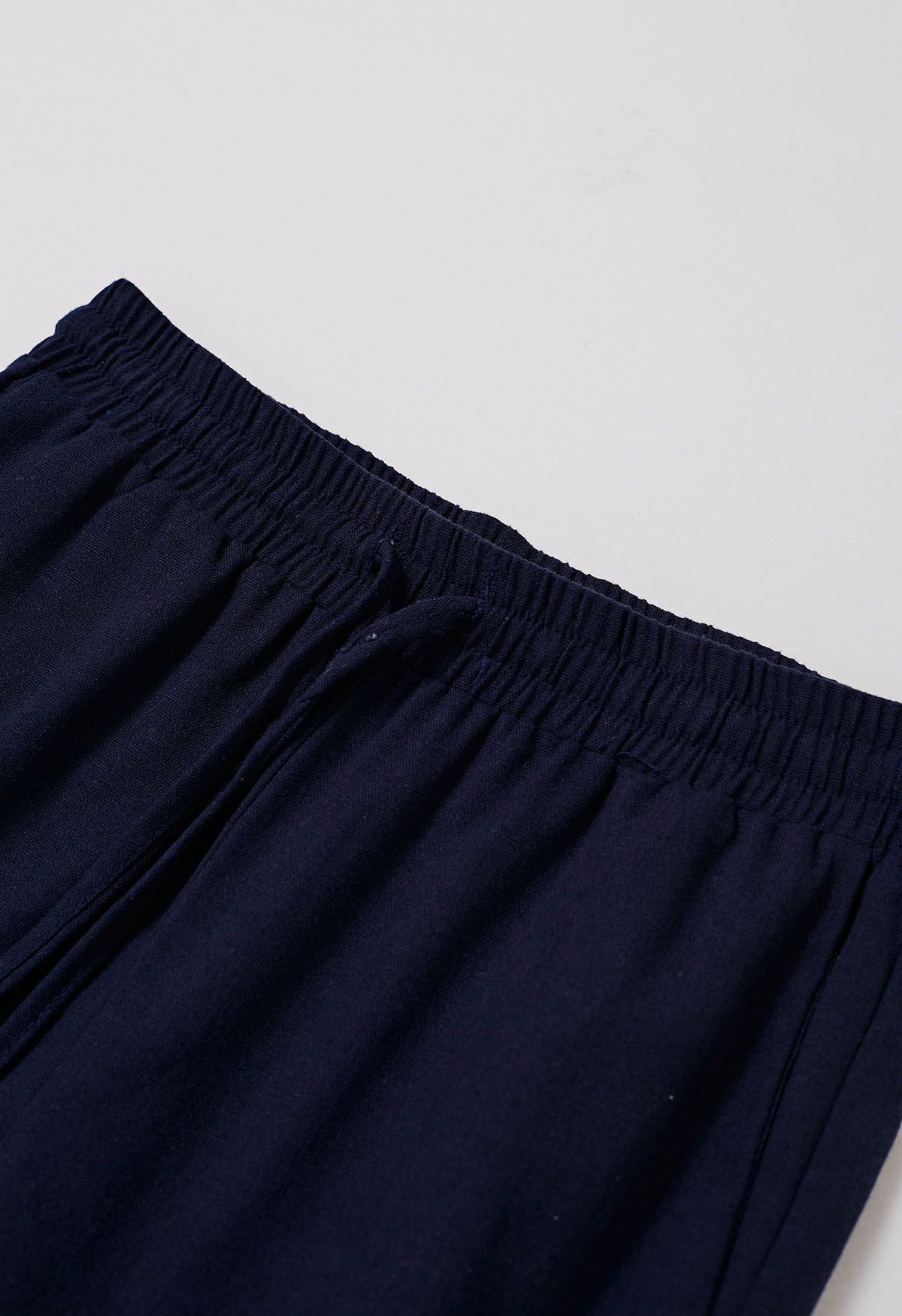 Breezy Cotton Straight-Leg Pants in Navy