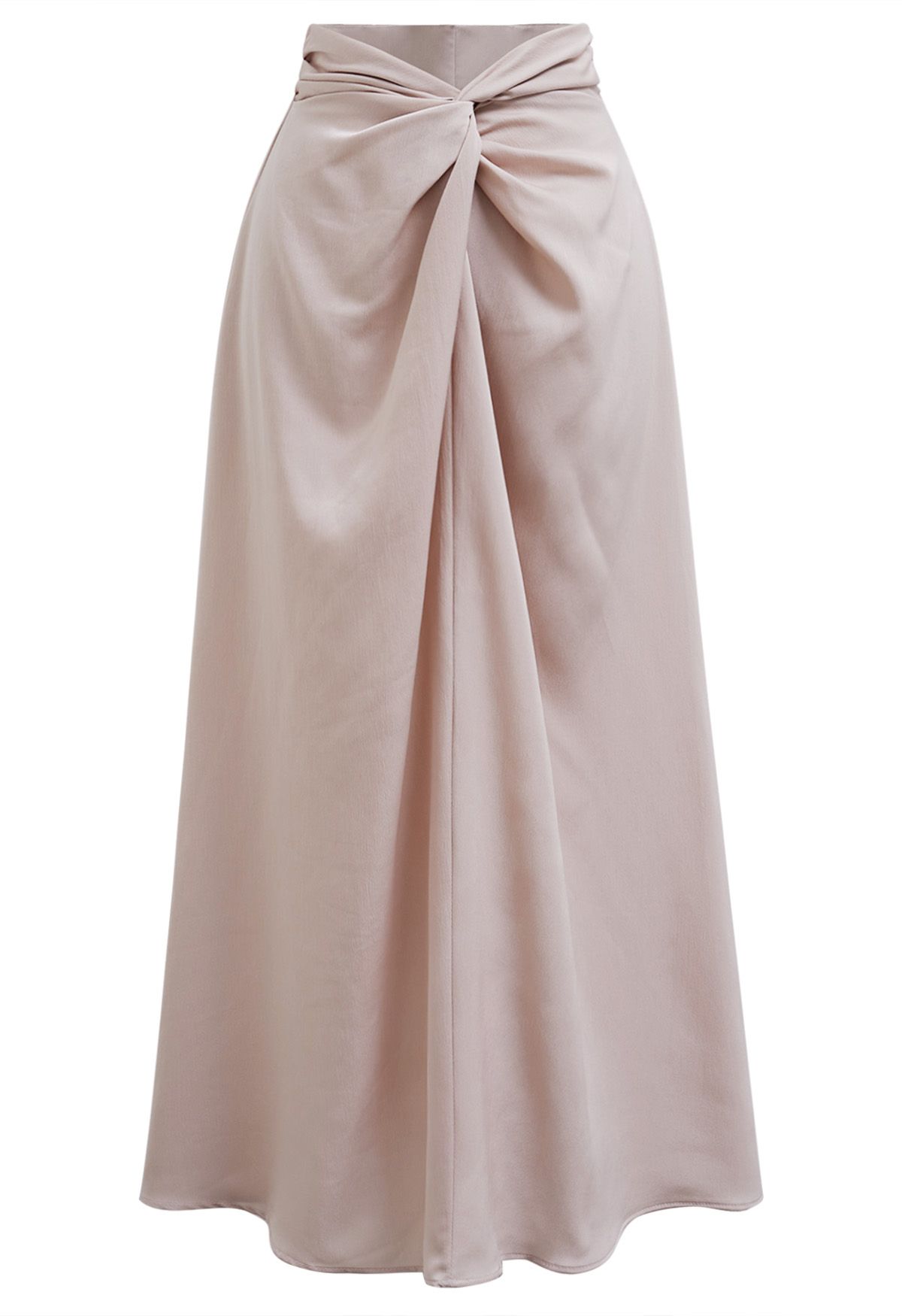 Ruffle Halter Top and Twist Front Maxi Skirt Set in Nude Pink