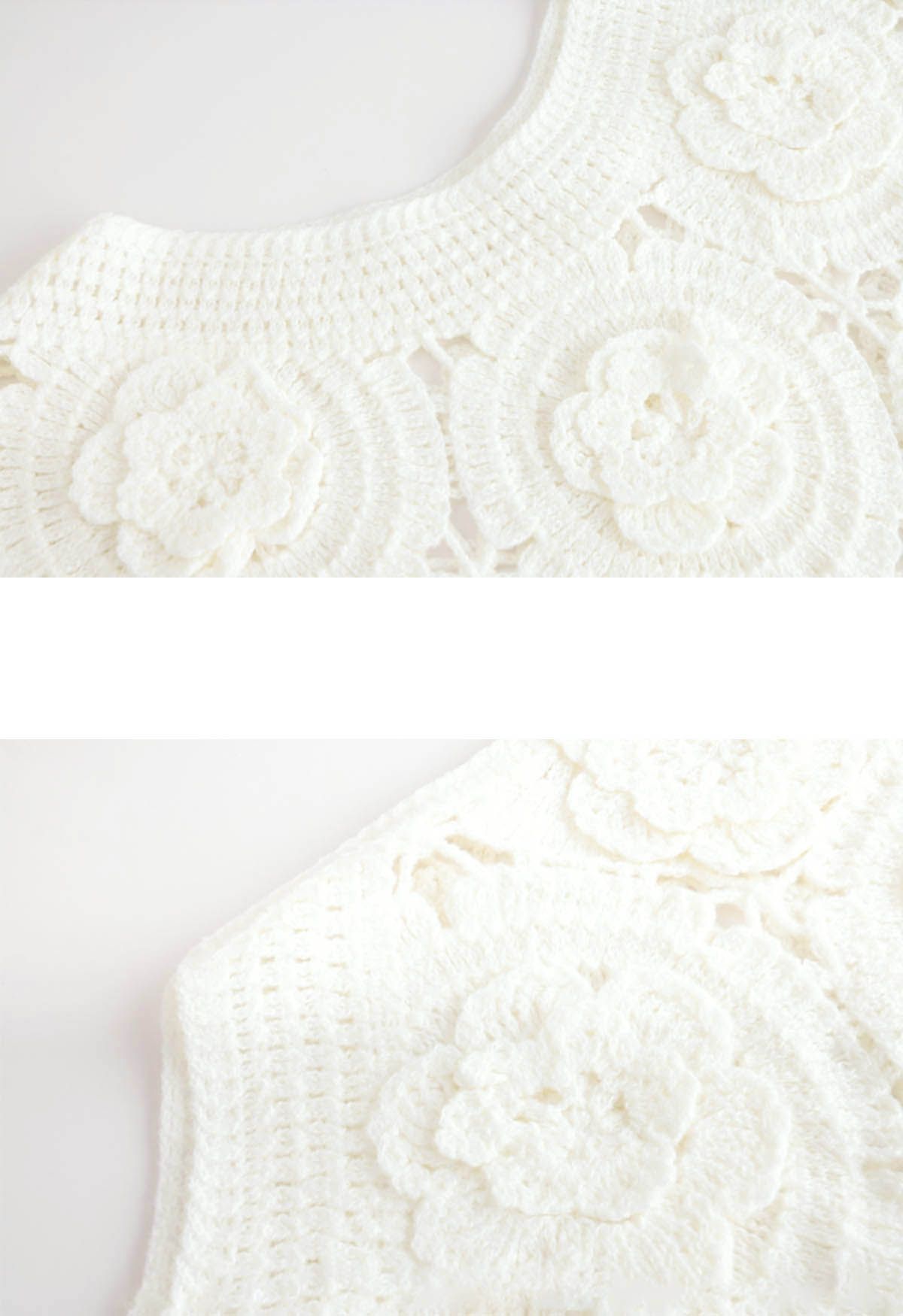 3D Crochet Flower Hollow Out Knit Top