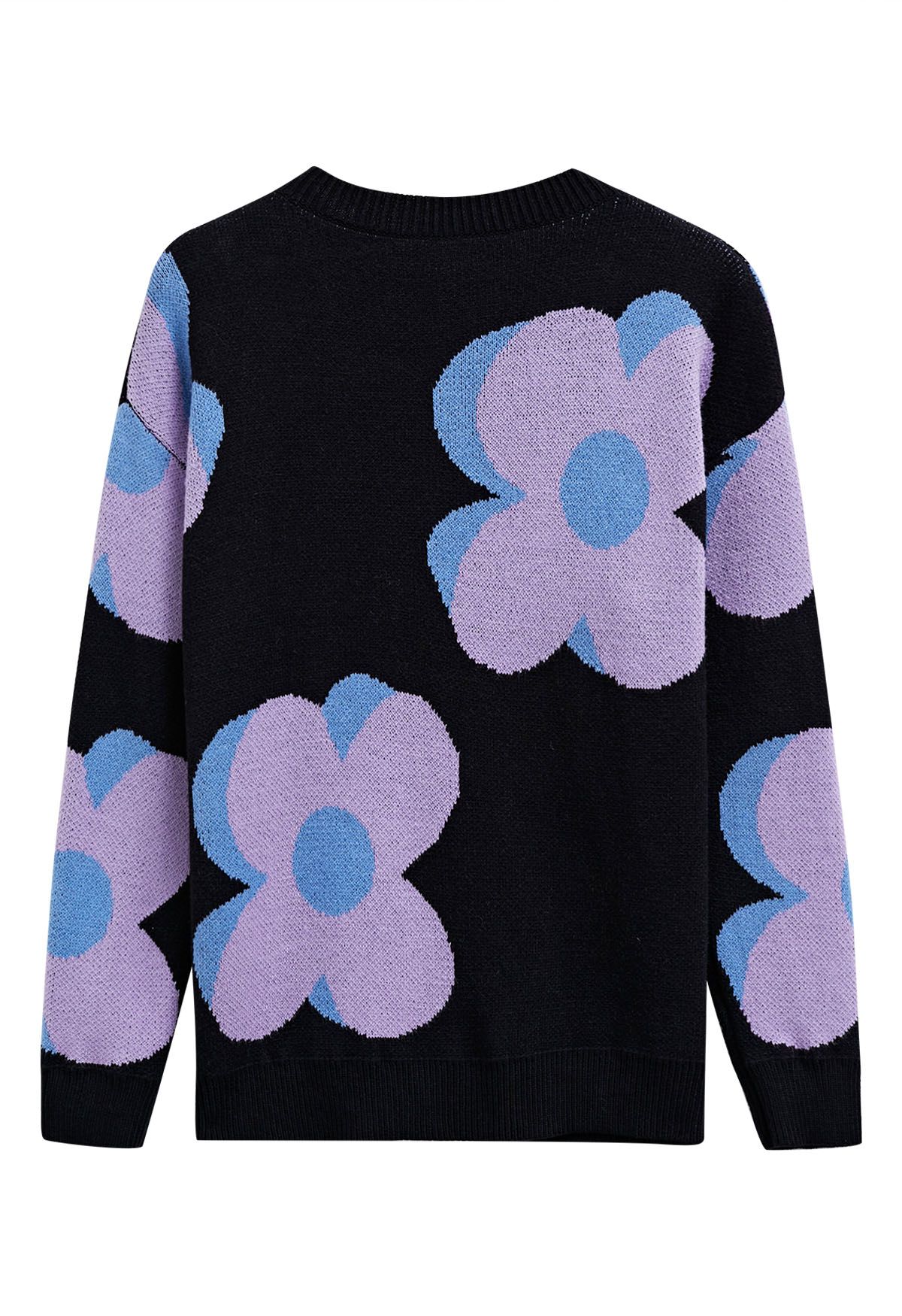 Flowering Day Jacquard Knit Sweater in Black