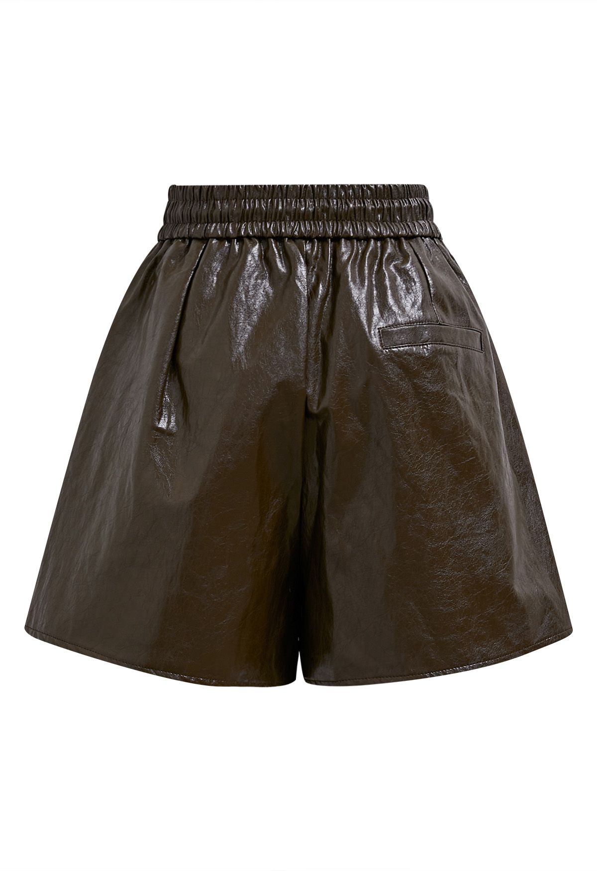 Urban Chic Faux Leather Drawstring Shorts in Chocolate