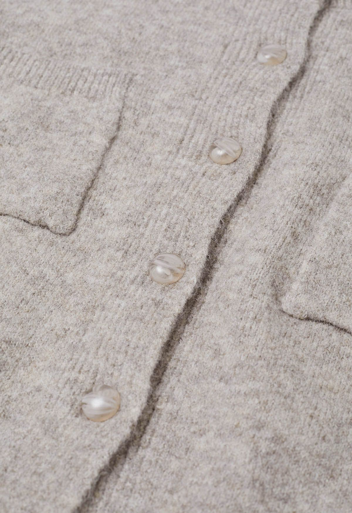 Toasty Patch Pockets Buttoned Knit Cardigan in Oatmeal