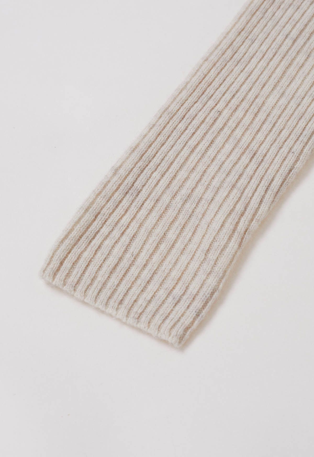 Elemental Mock Neck Long-Sleeve Wool Sweater in Linen