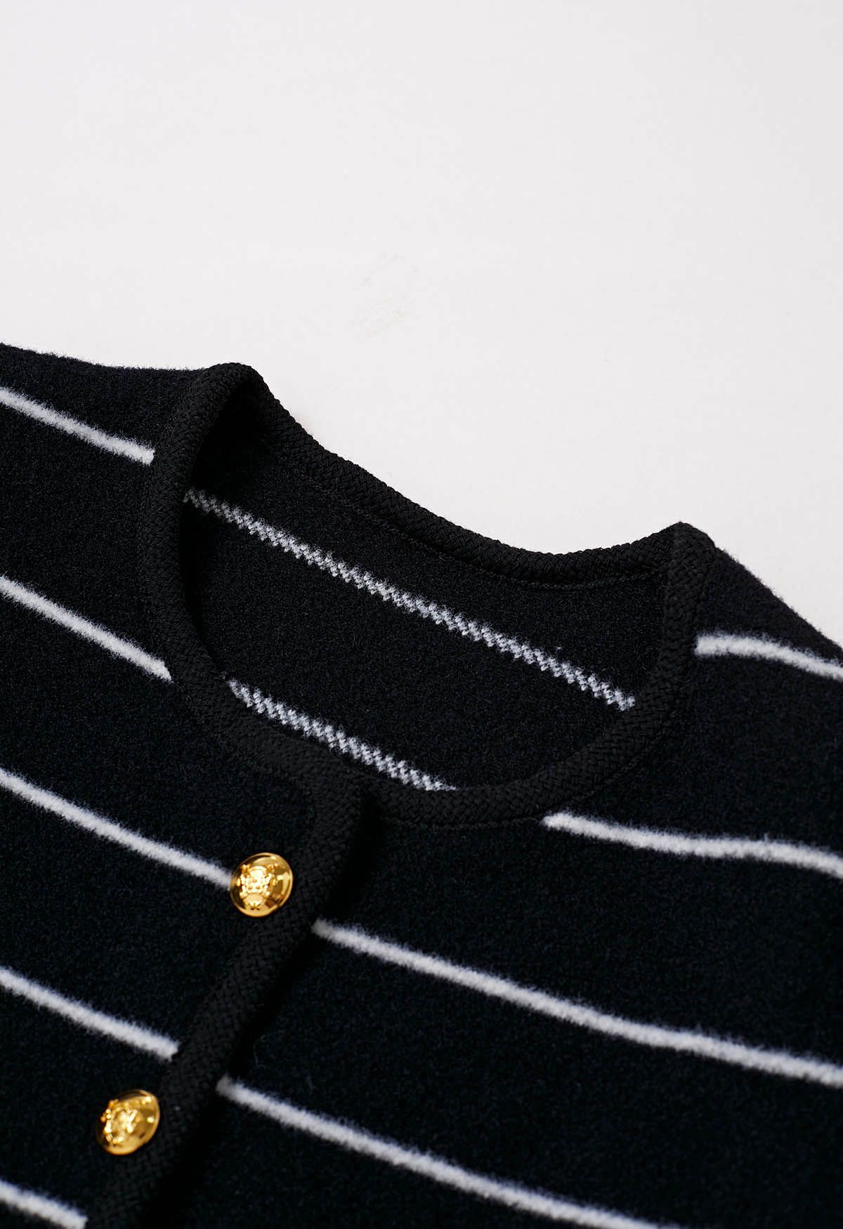 Contrast Stripes Button Down Cardigan in Black