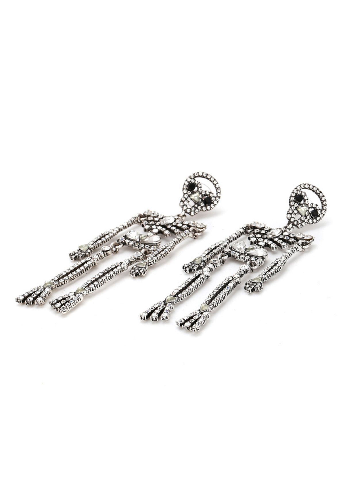 Full Rhinestone Embellished Skeleton Earrings