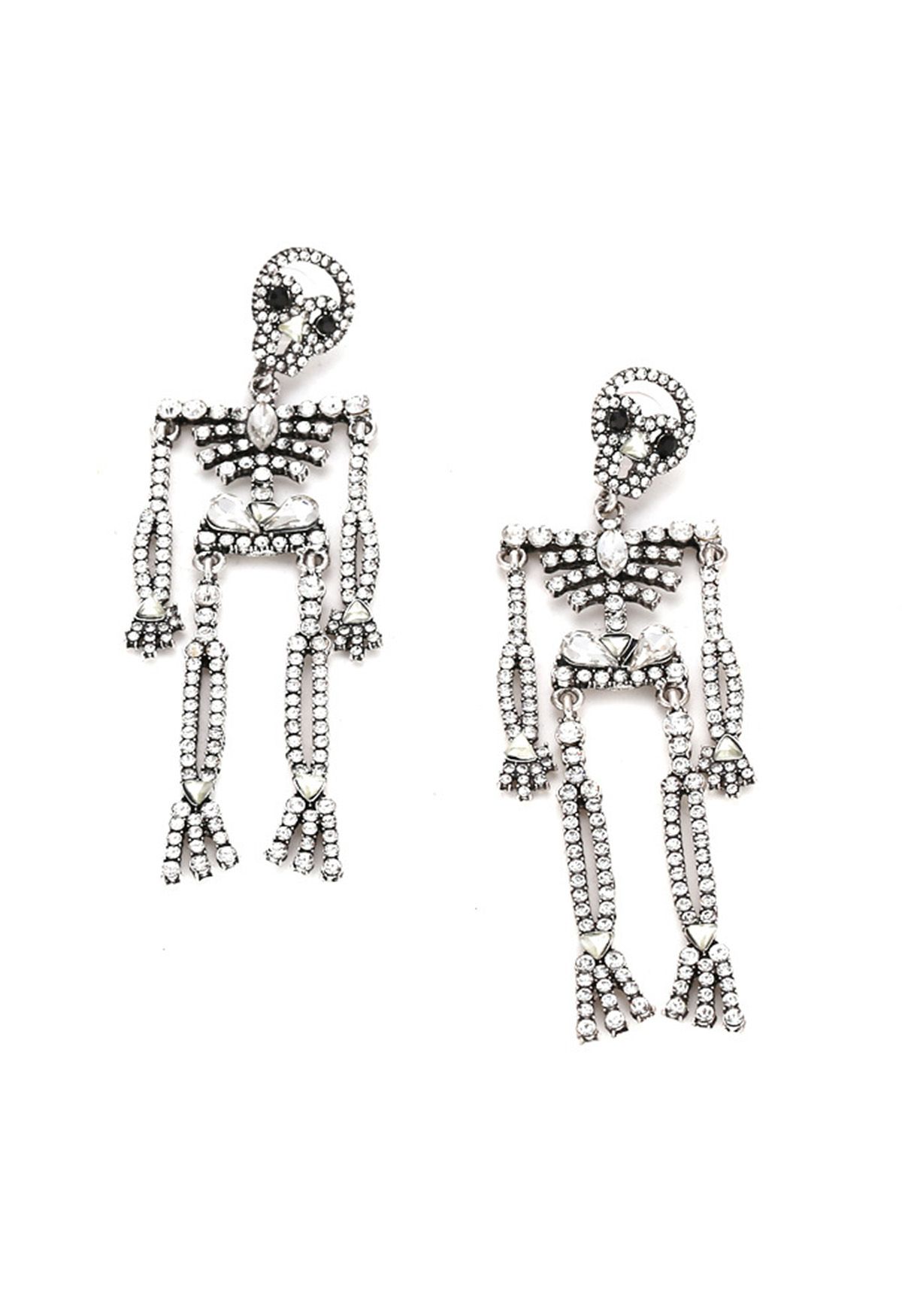 Full Rhinestone Embellished Skeleton Earrings