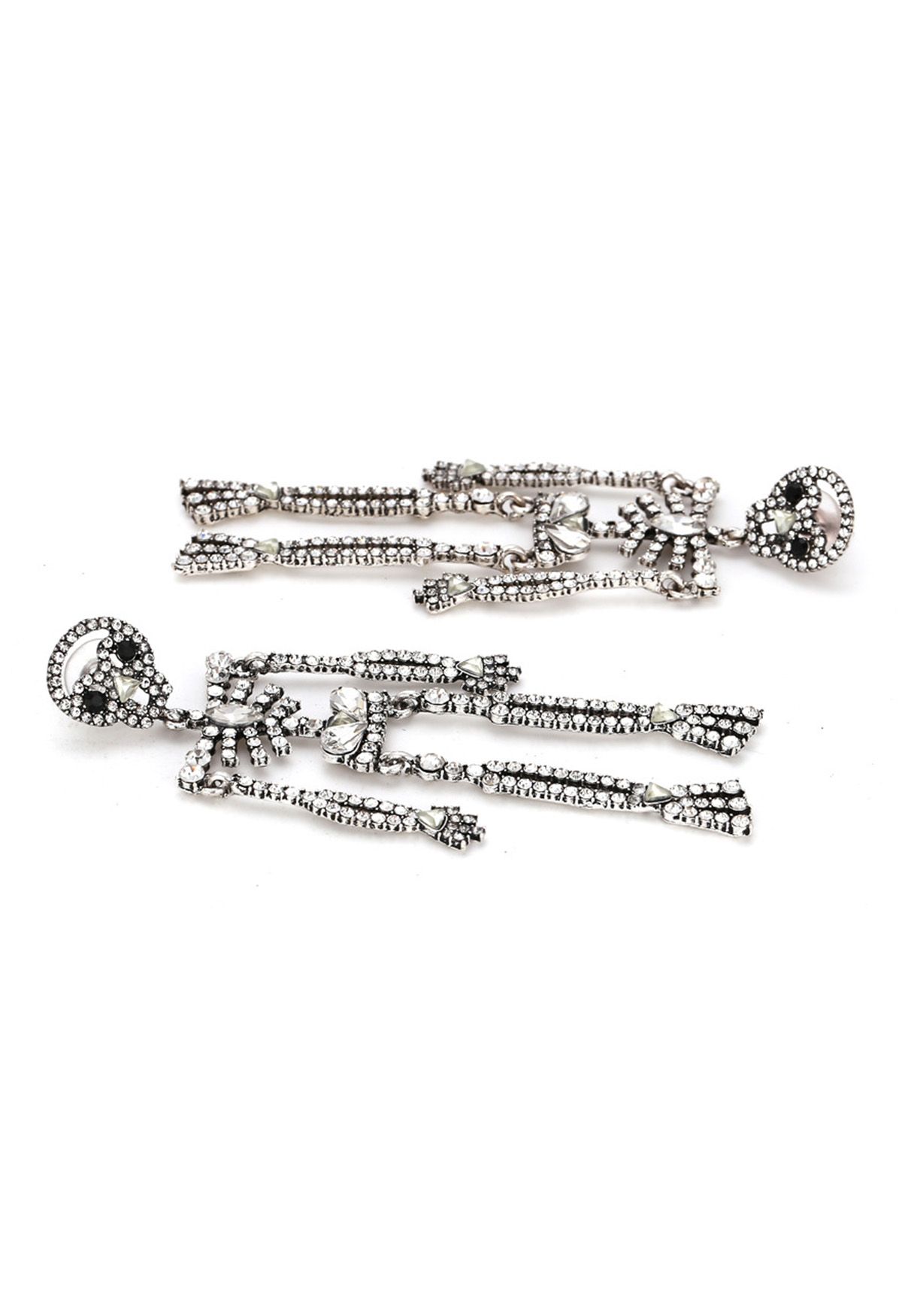 Full Rhinestone Embellished Skeleton Earrings