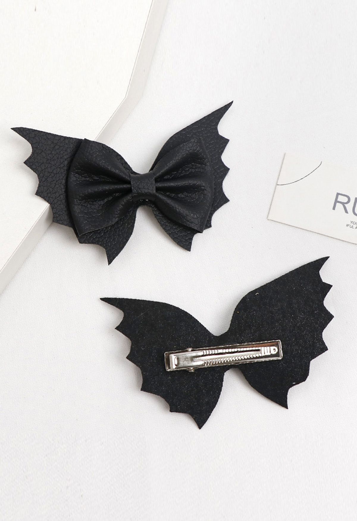 Midnight Batwing Bow Hair Clip Pairs