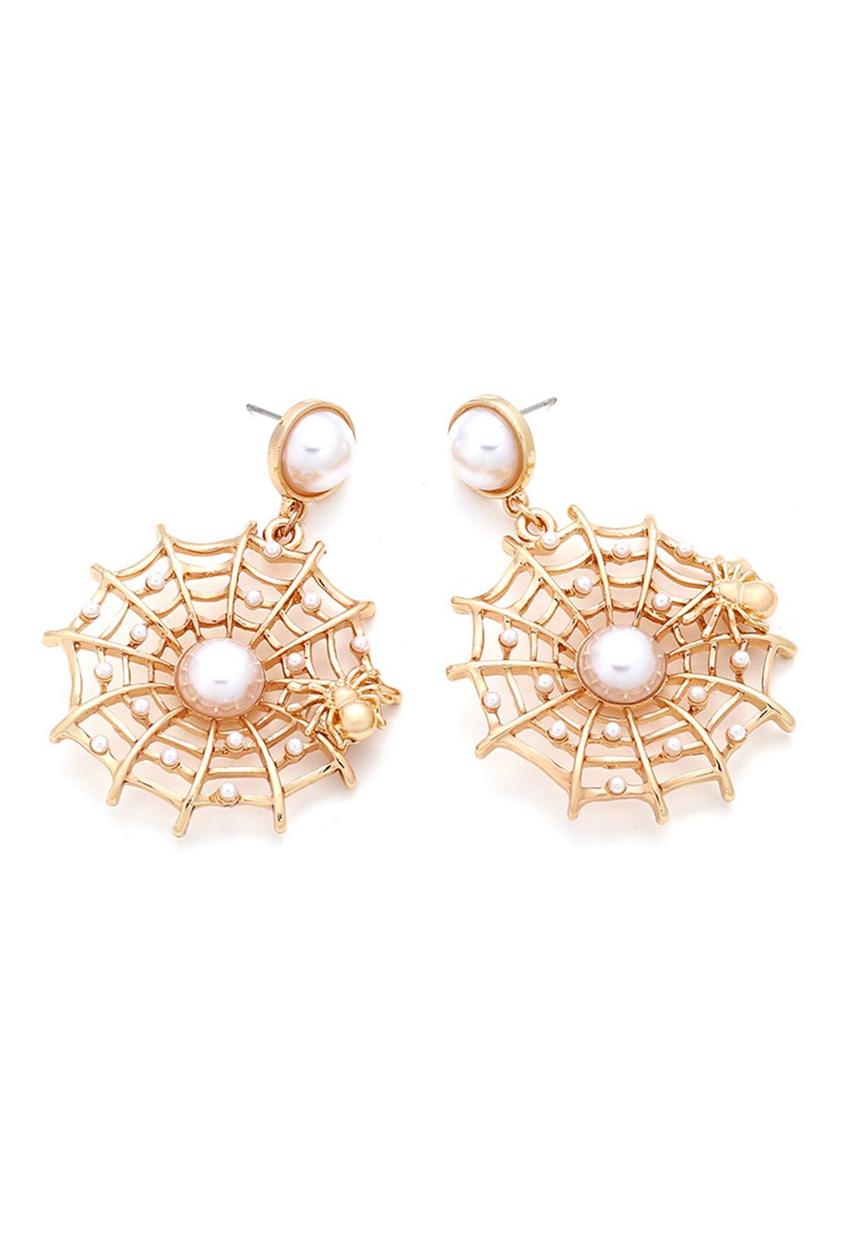 Spider Web Pearl Earrings