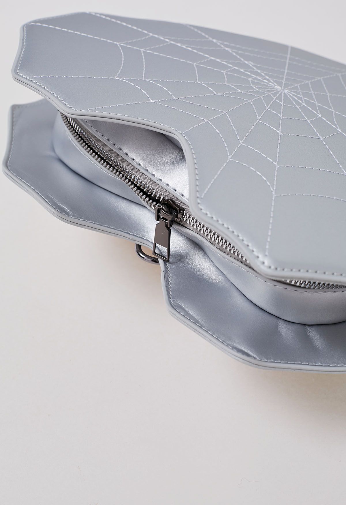 Spider Web Print Heart Backpack in Silver