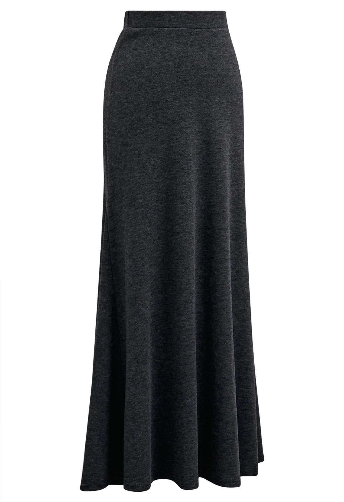 Soft Swirl Elegance Flare Maxi Skirt in Smoke