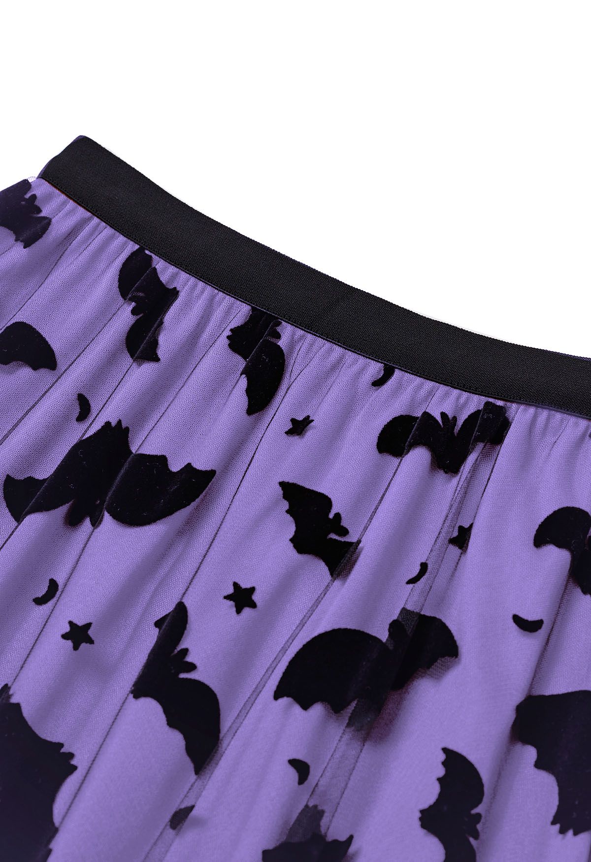 Velvet Bats Mesh Tulle Midi Skirt in Purple