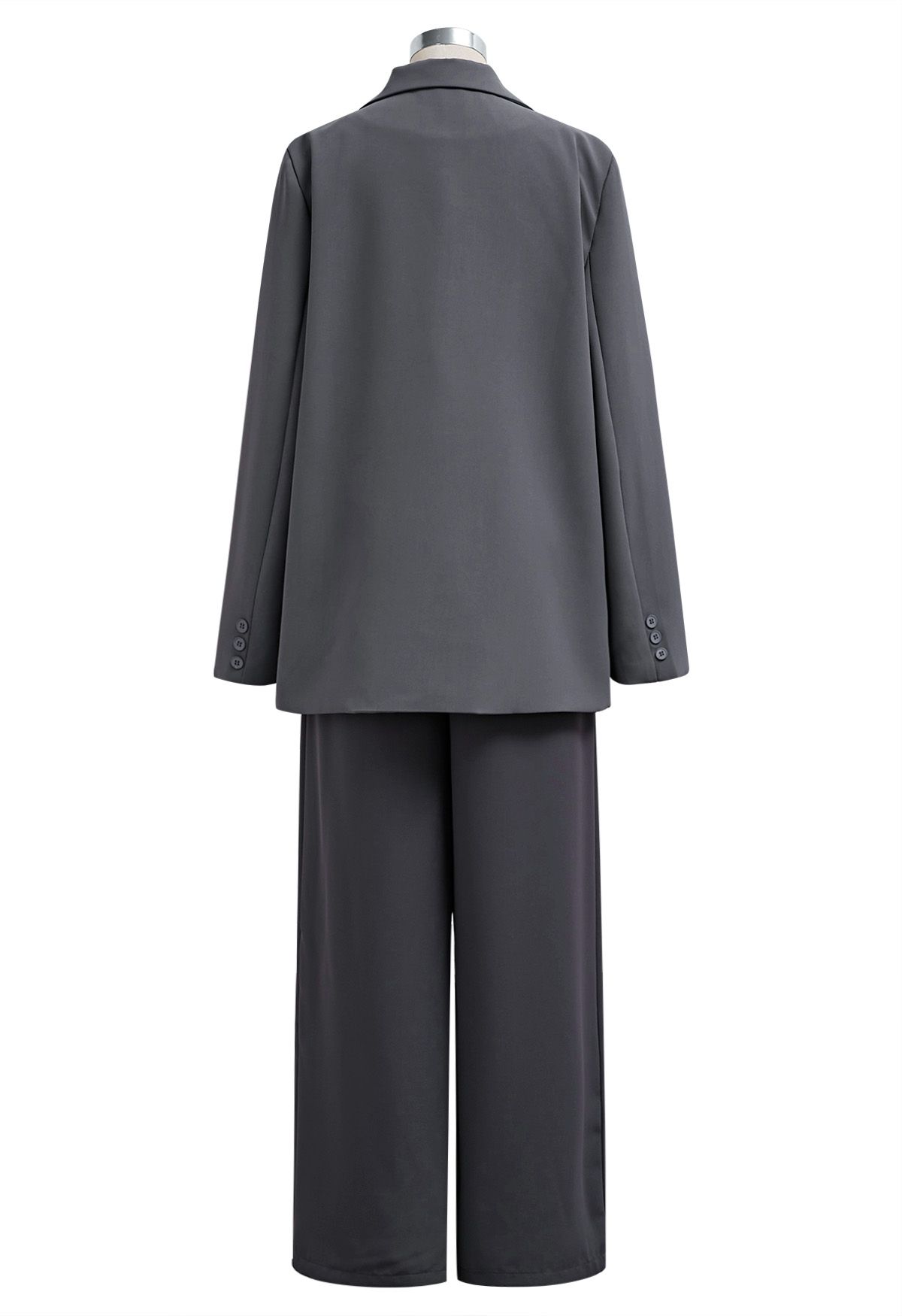 Modern Executive Notched Lapel Blazer and Pants Set in Smoke