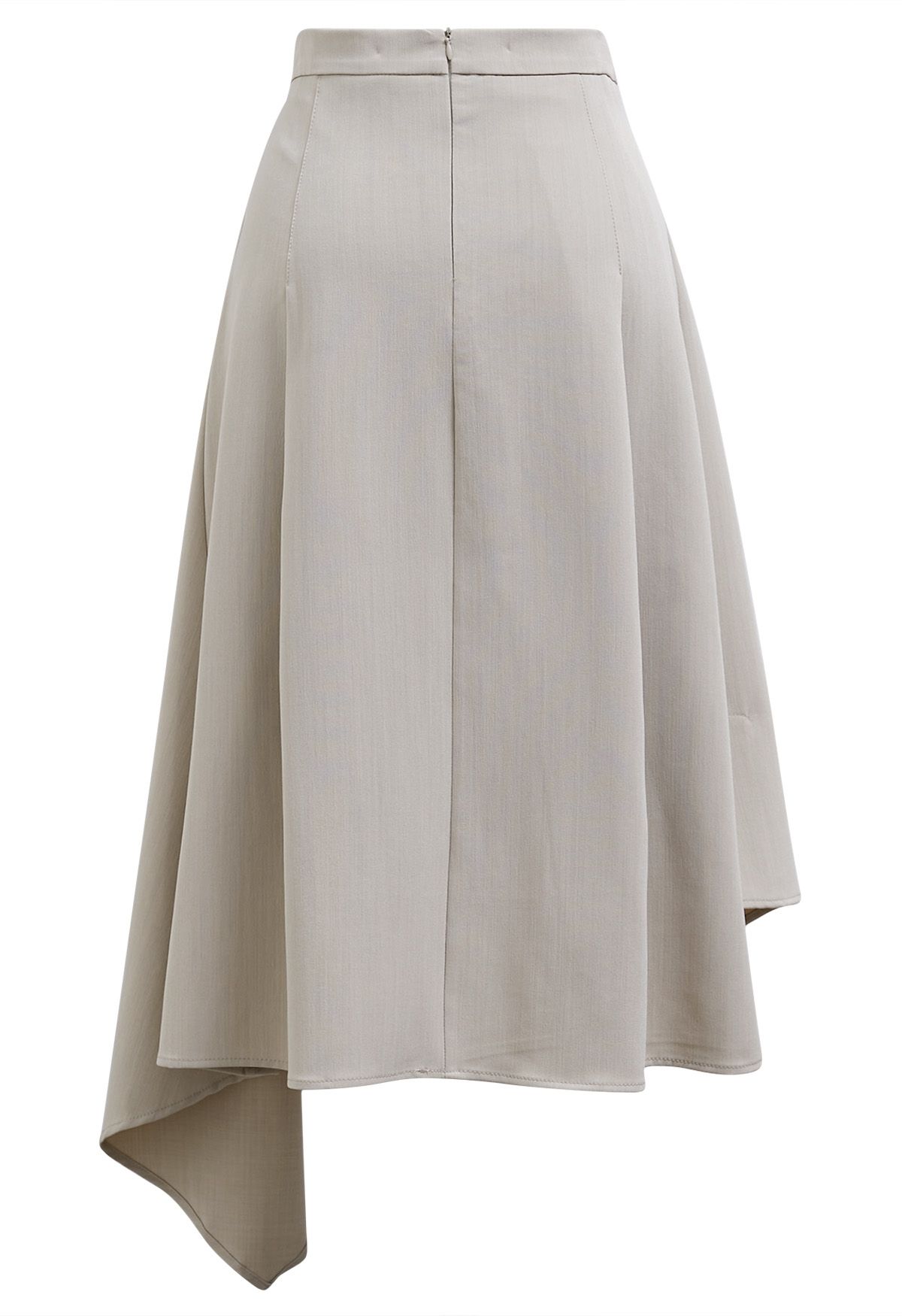 Belt Trim Asymmetry Flowy Midi Skirt in Ivory