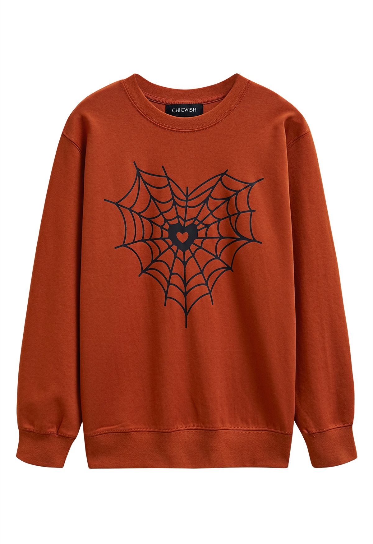 Black Heart Spider Web Pattern Sweatshirt