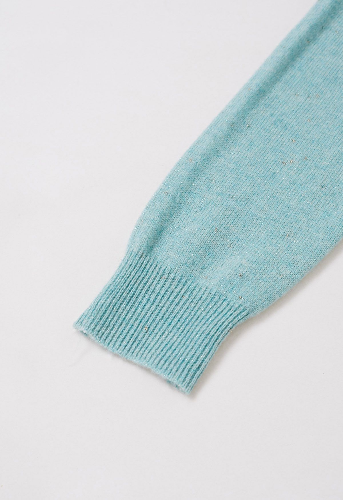 Integral Metallic Thread Mock Neck Wool Sweater in Mint