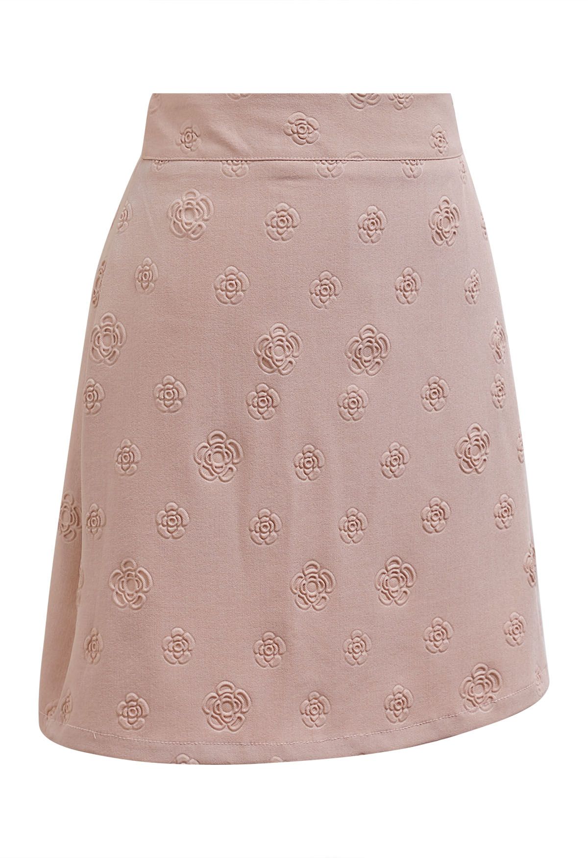 Embossed Rose Mini Bud Skirt in Pink