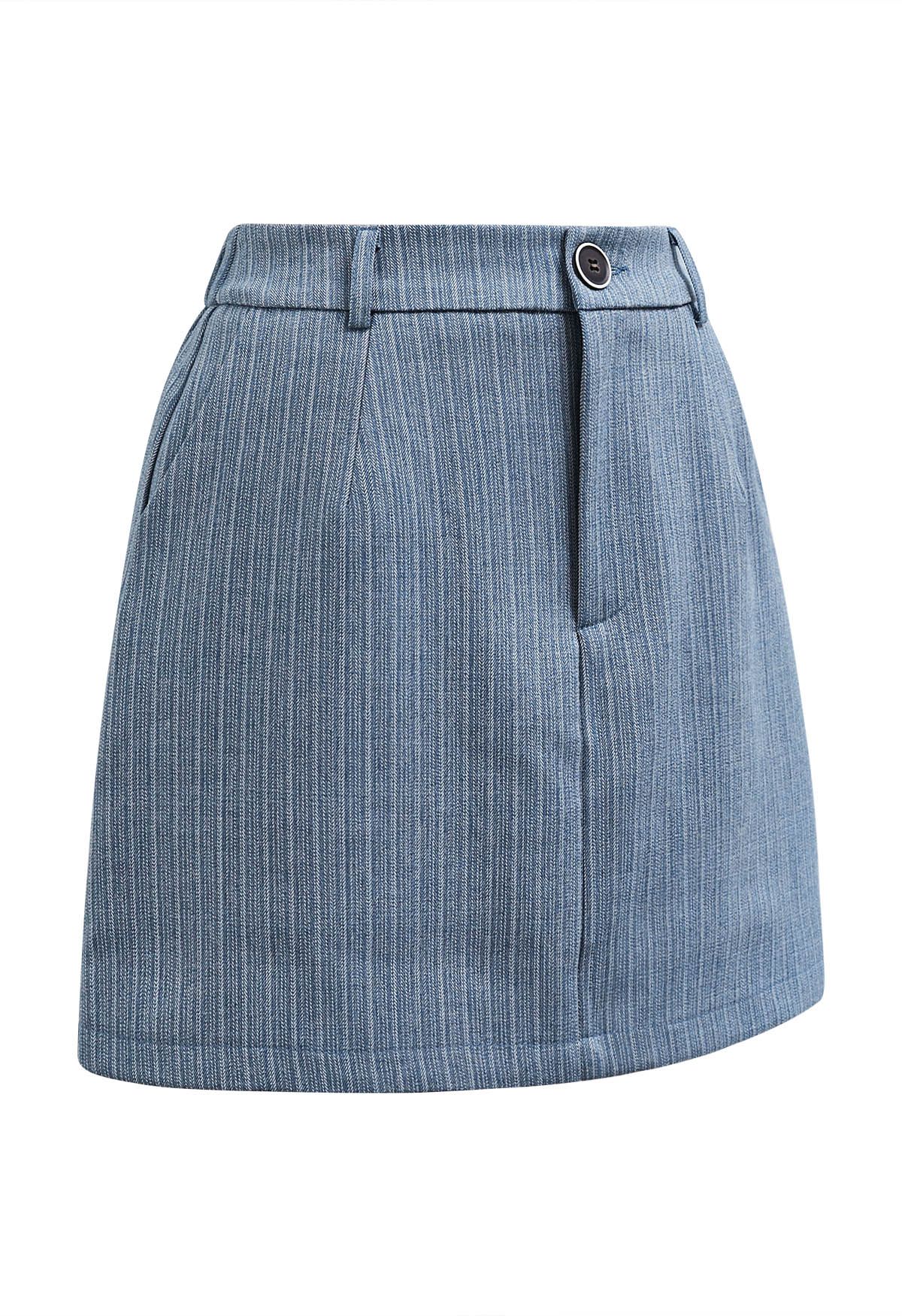 Everlasting Striped Side Pocket Mini Skorts in Blue