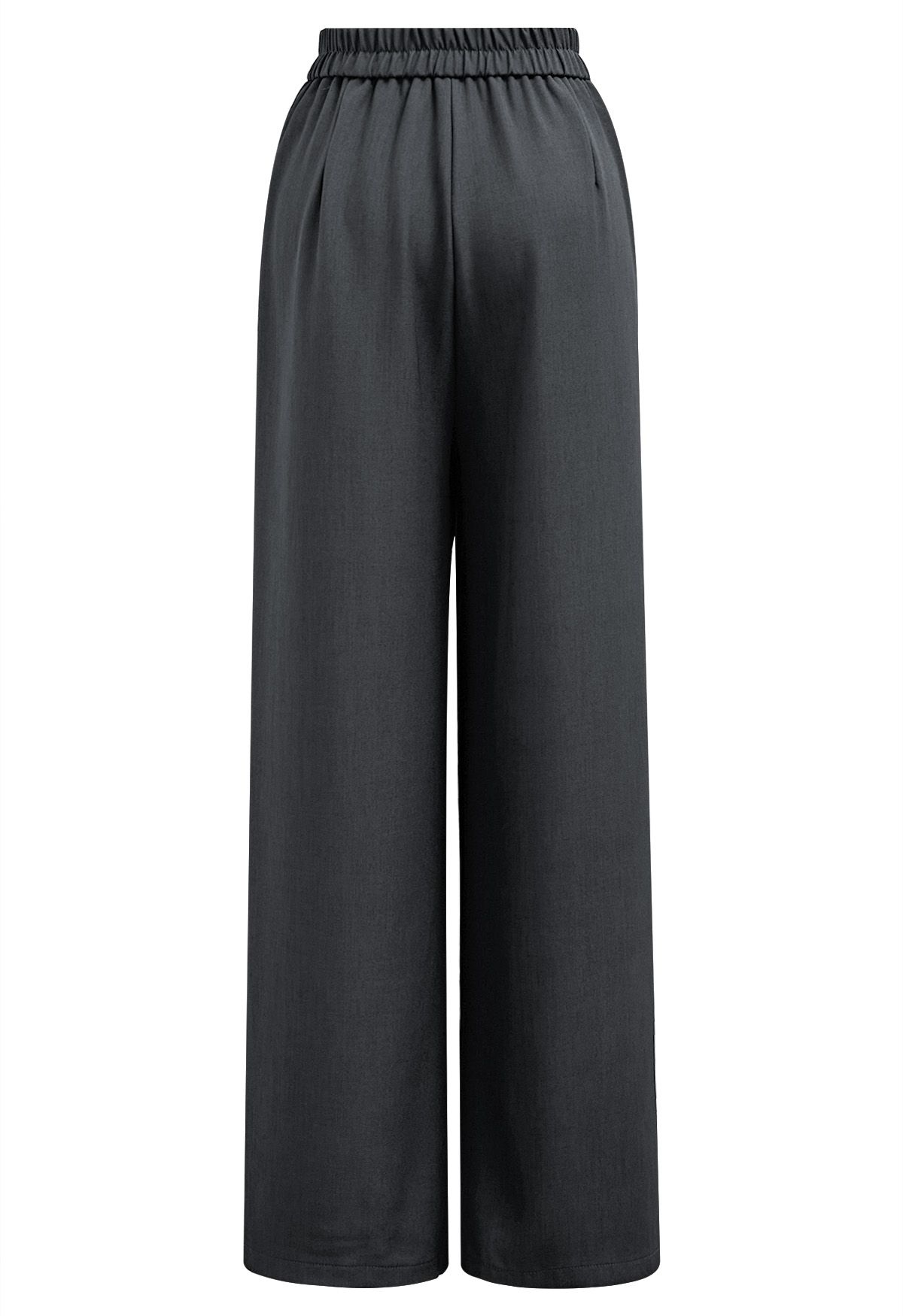 Asymmetric Flap Buttoned Straight-Leg Pants in Smoke