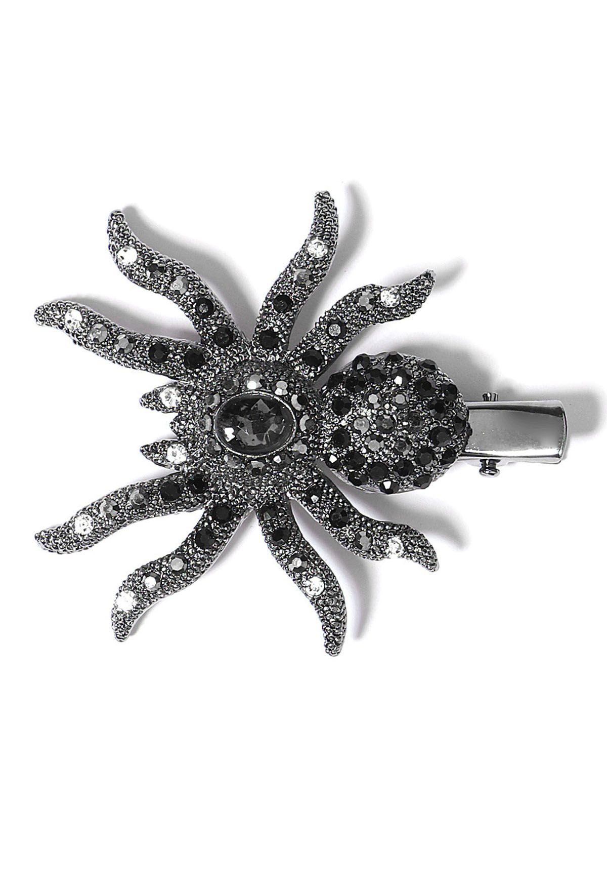 3D Spider Rhinestone Hair Clip